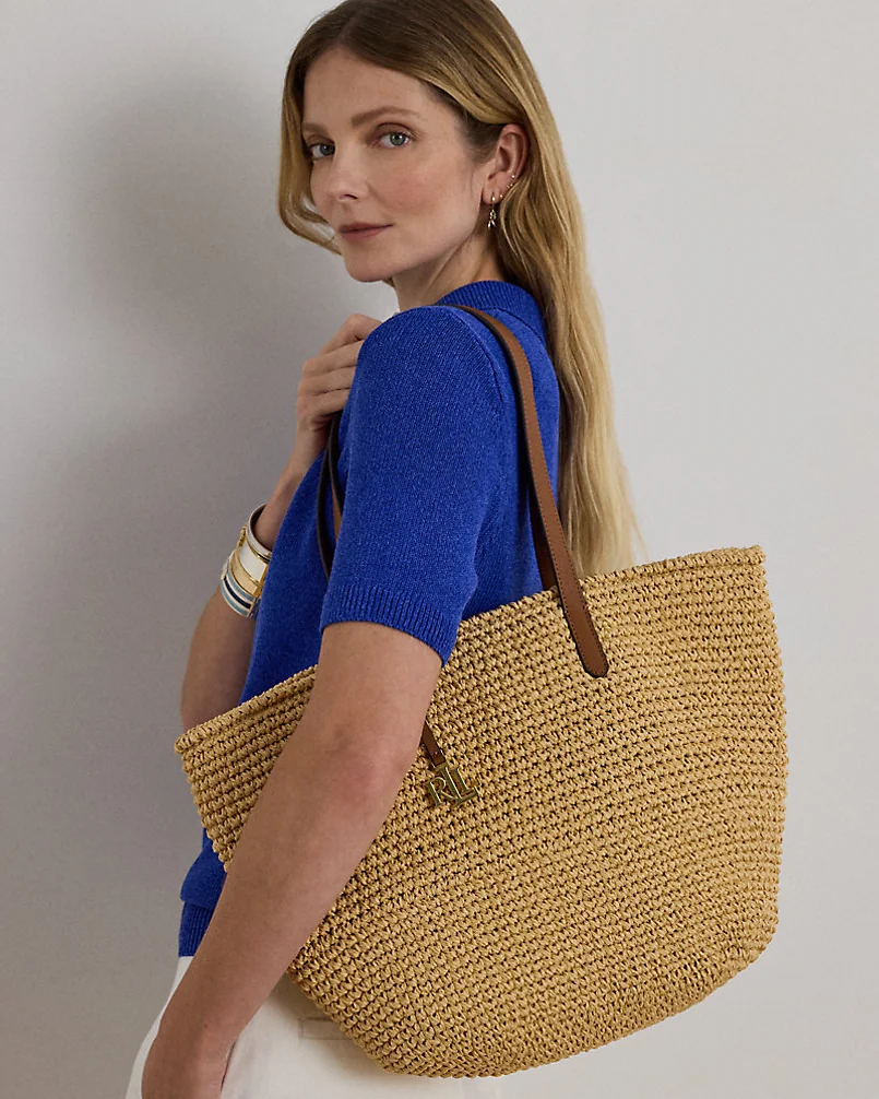 Сумка-тоут Ralph Lauren Crocheted Straw Large Lainey Tote Bag — 6