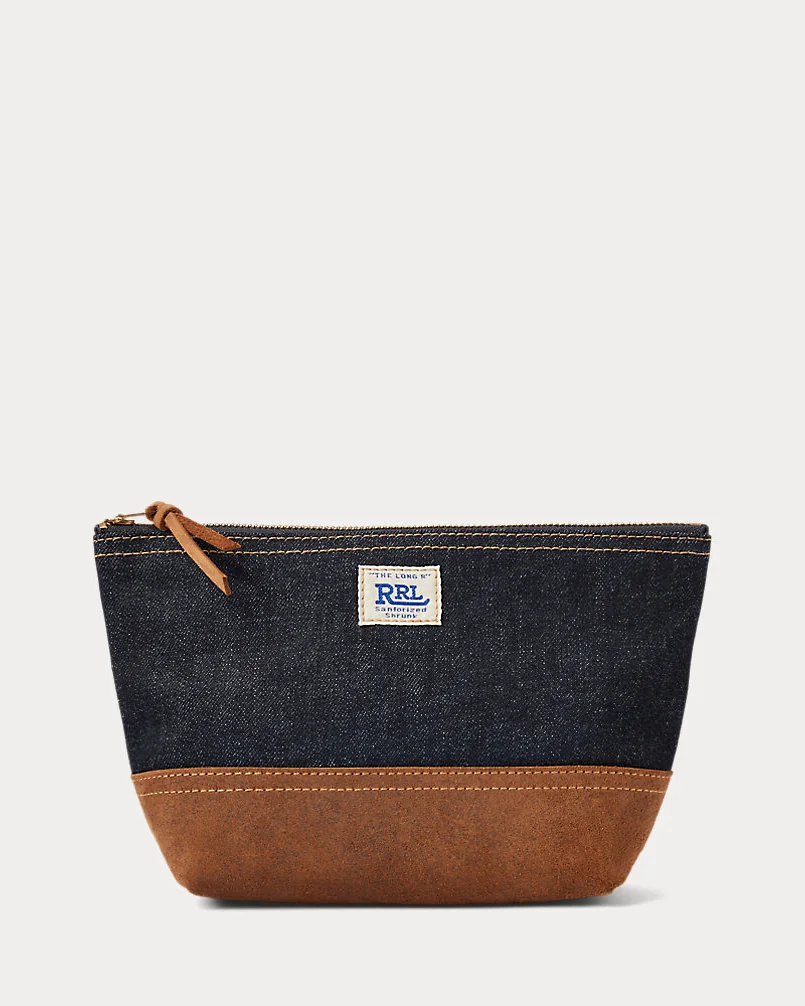 Джинсовый клатч-сумка Ralph Lauren RRL Suede-Trim Indigo Denim Pouch — 1