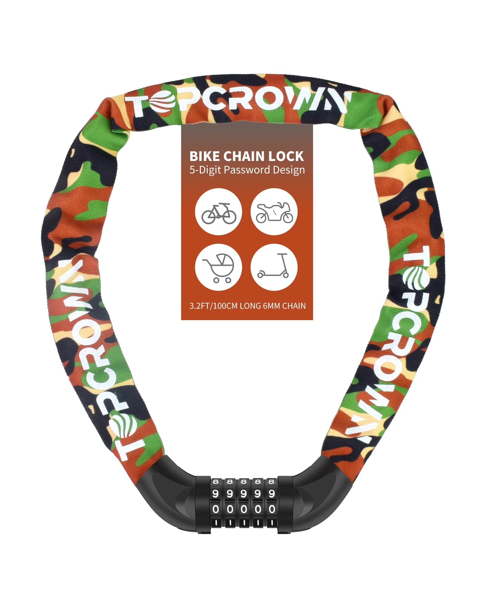 Topcrown Велозамок цепной — мульти