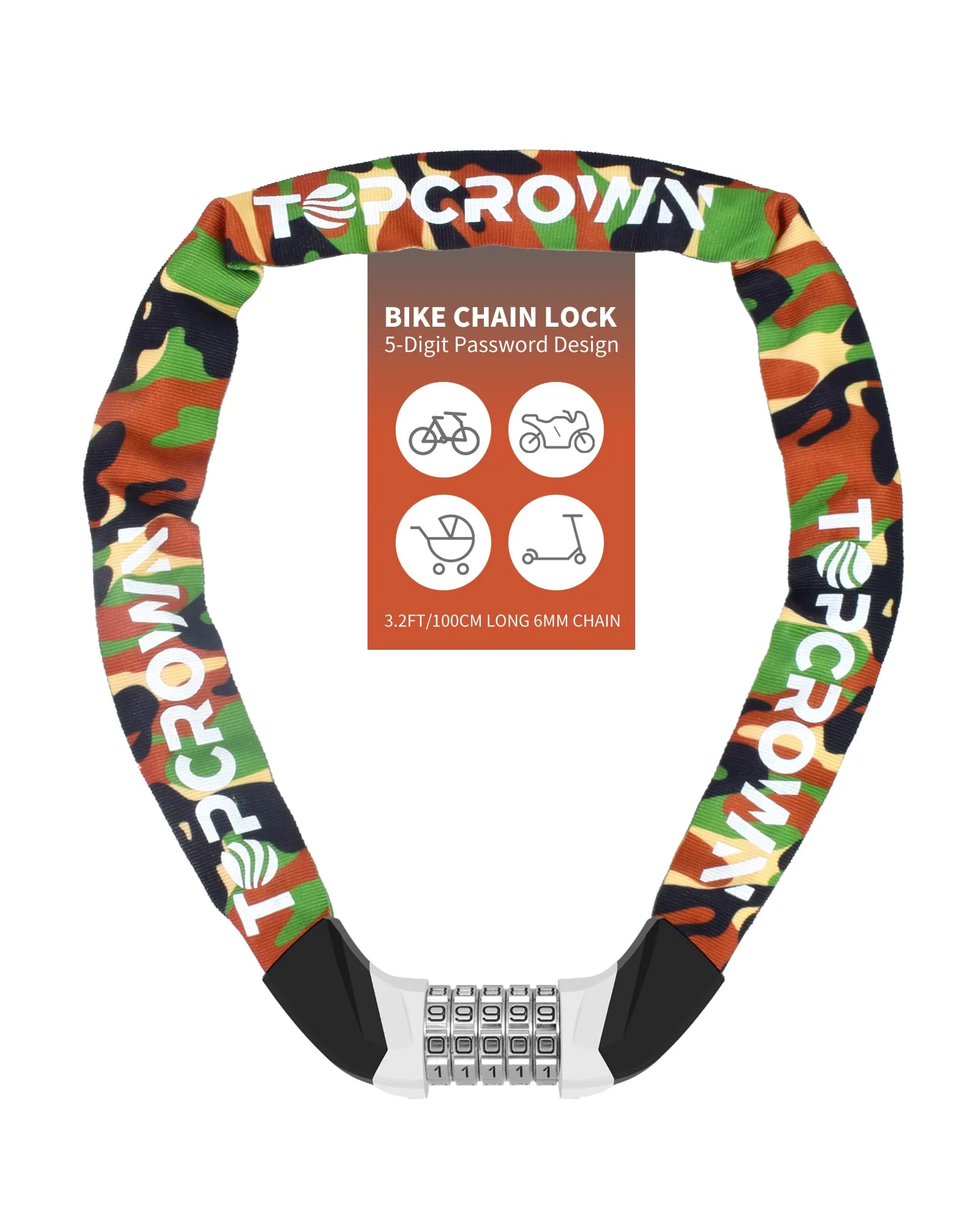 Topcrown Велозамок цепной — мульти