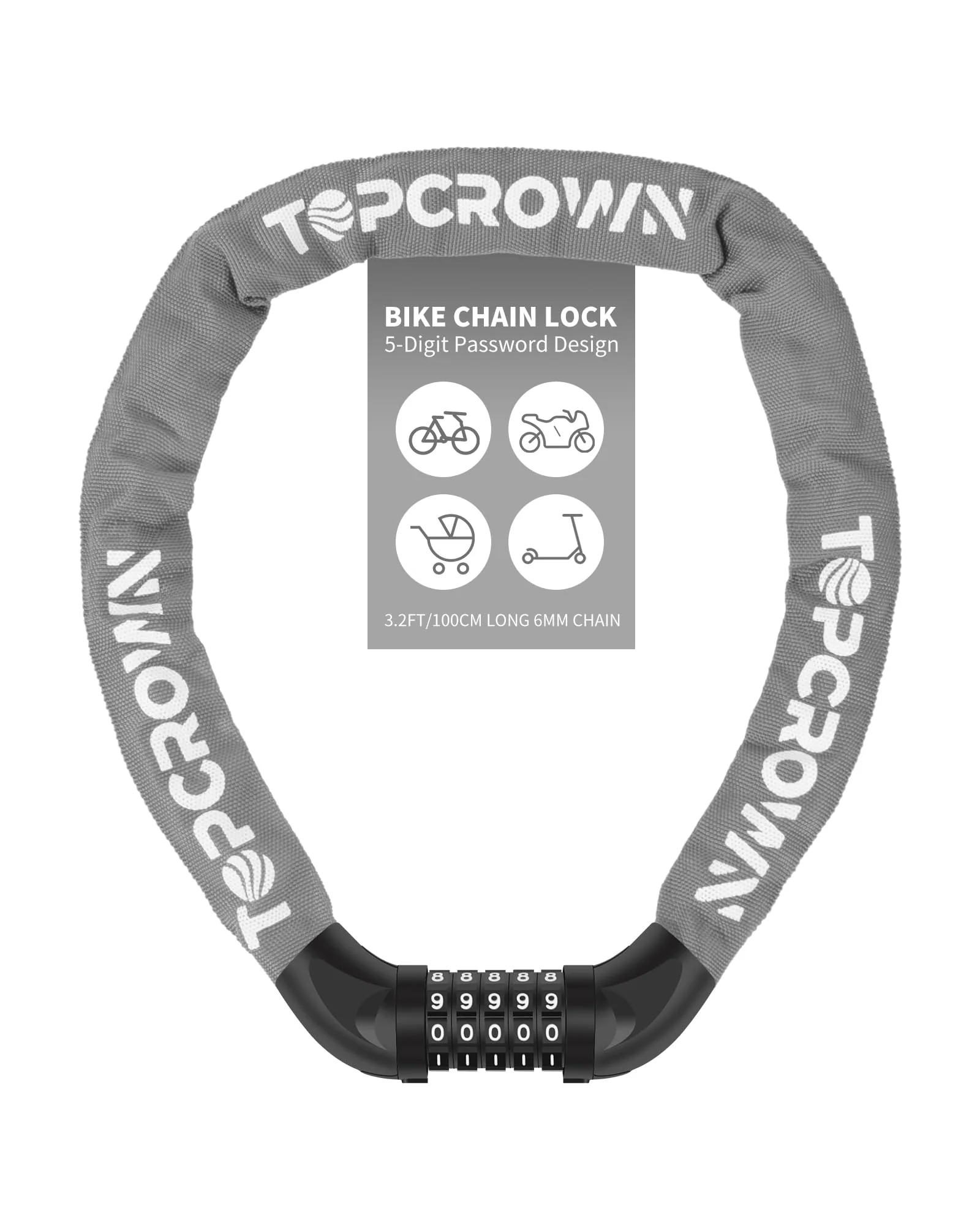 Topcrown Велозамок цепной — мульти