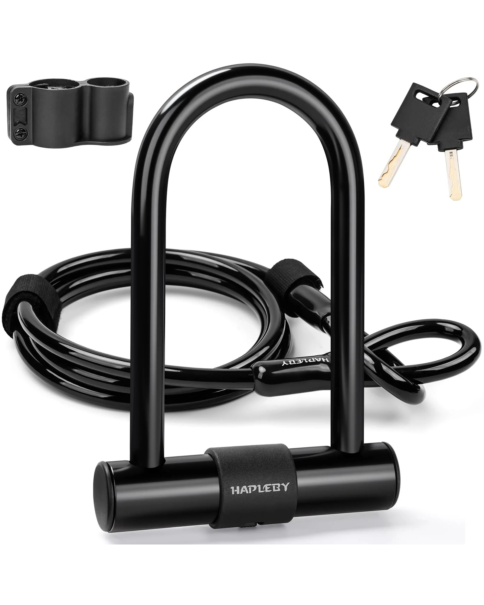 Hapleby Замок U-Lock велосипедный премиум кабель стальной — черный