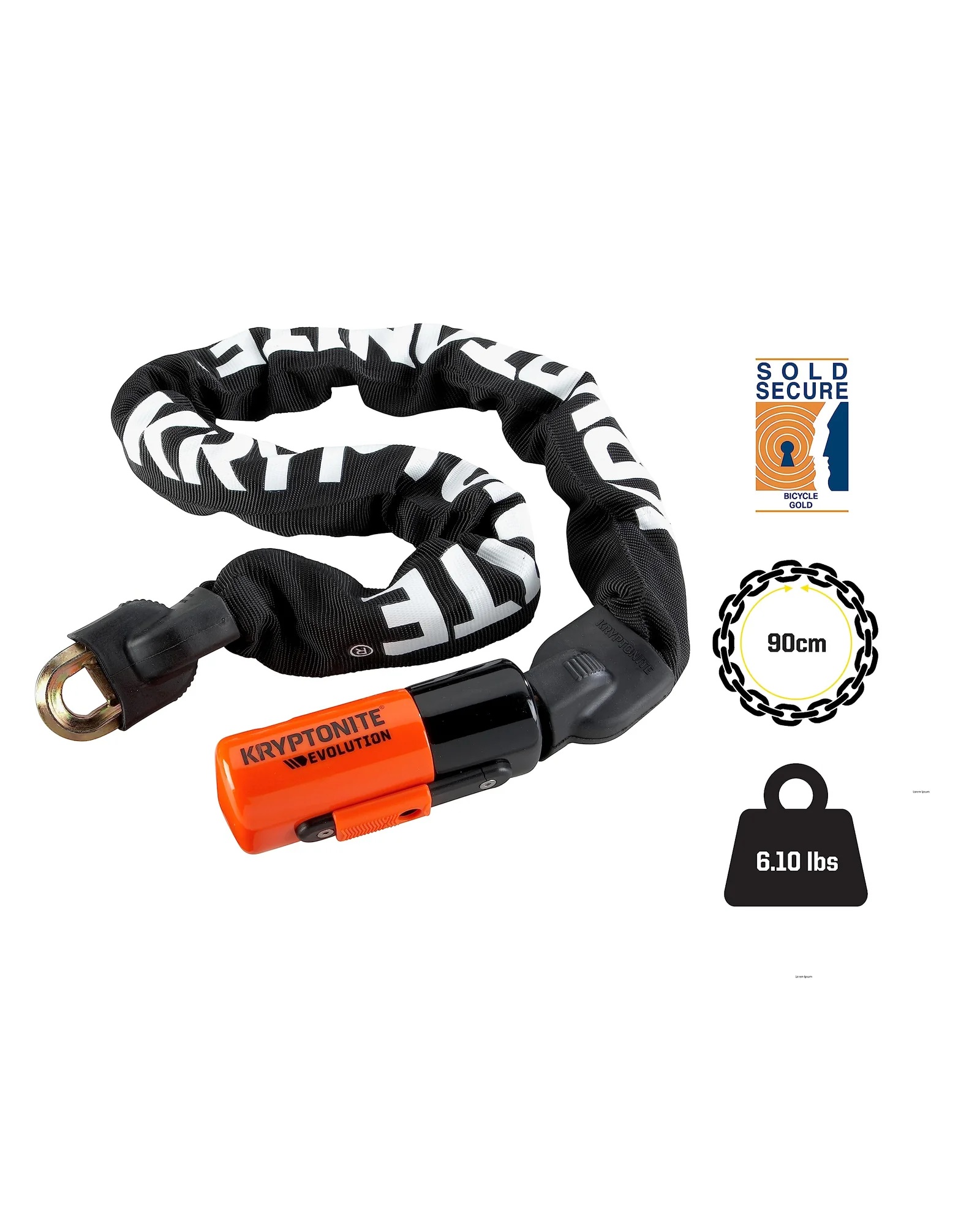 Kryptonite Evolution 1090 Велозамок цепь 3 фута — 3