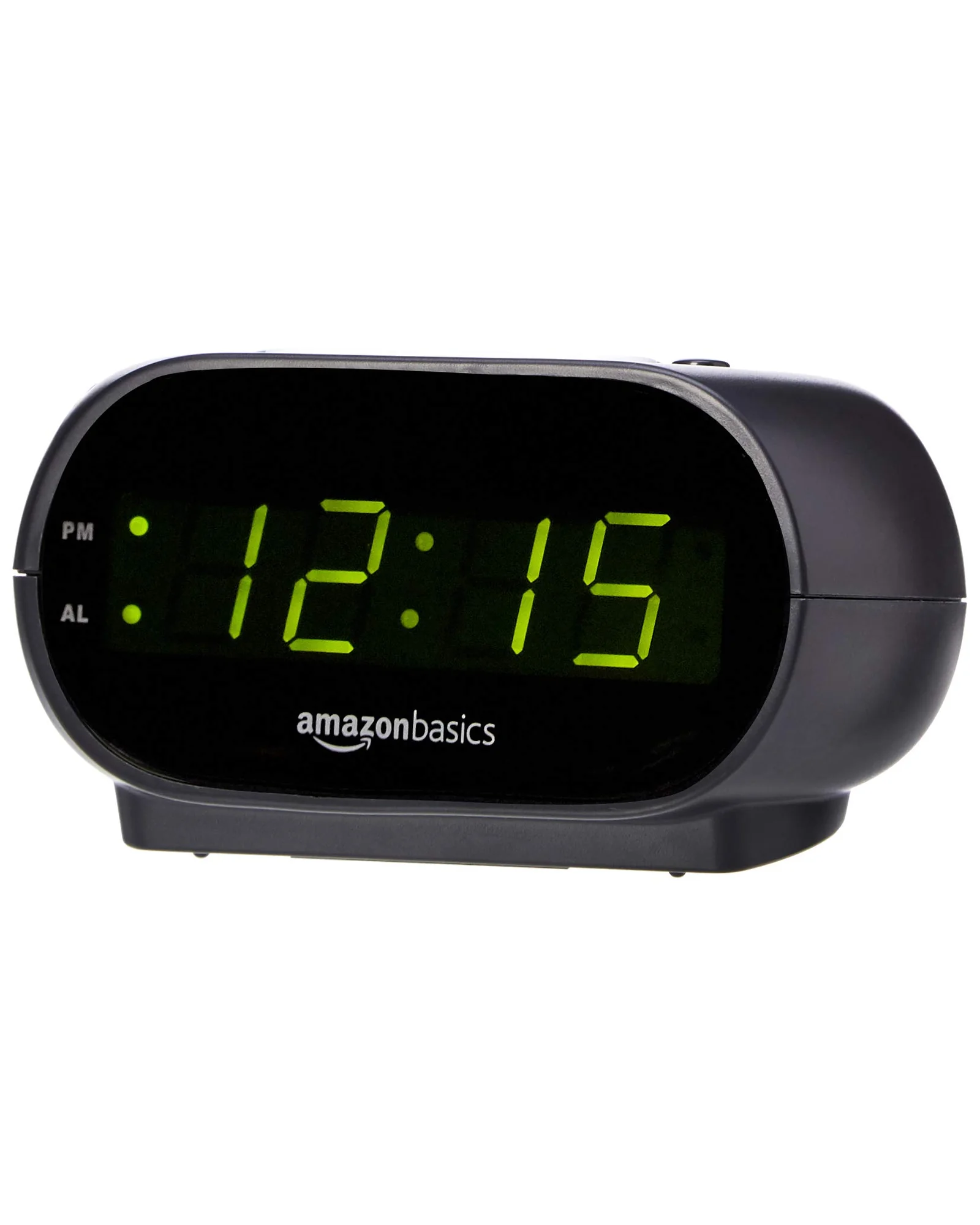 Amazon Basics Small Digital Oval Alarm Clock with LED Display, Nightlight, Snooze Function & Battery — черный