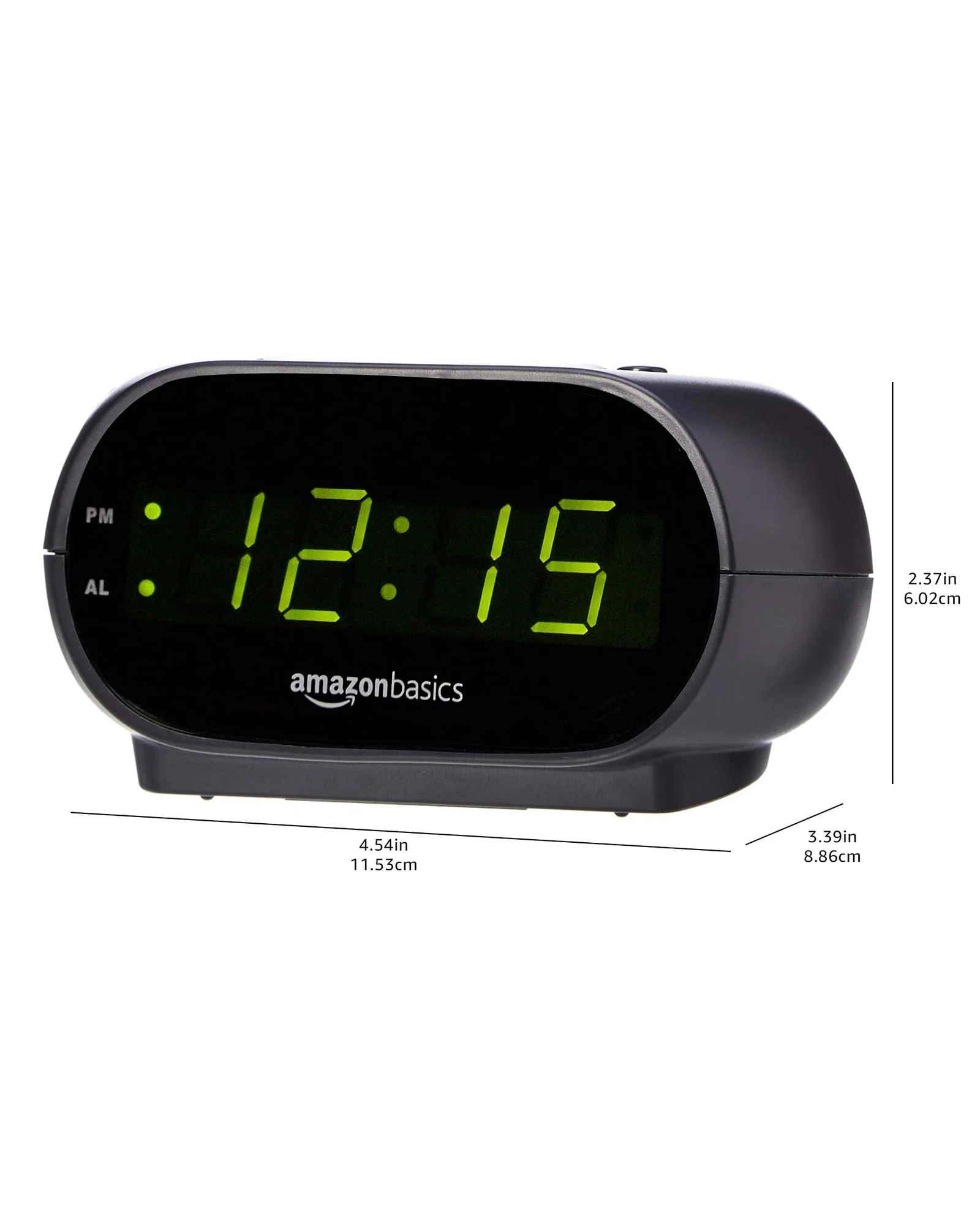Amazon Basics Small Digital Oval Alarm Clock with LED Display, Nightlight, Snooze Function & Battery — 6