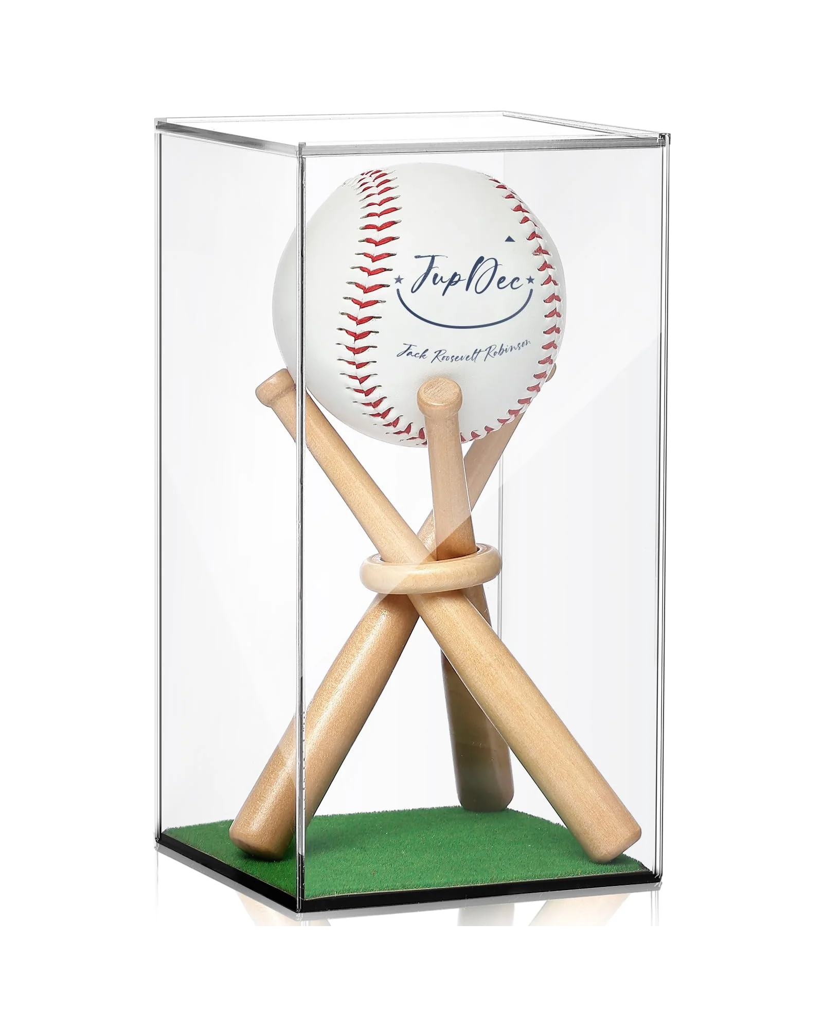 JupDec Baseball Display Case – витрина для коллекции с деревянной подставкой и защитой от УФ — 1