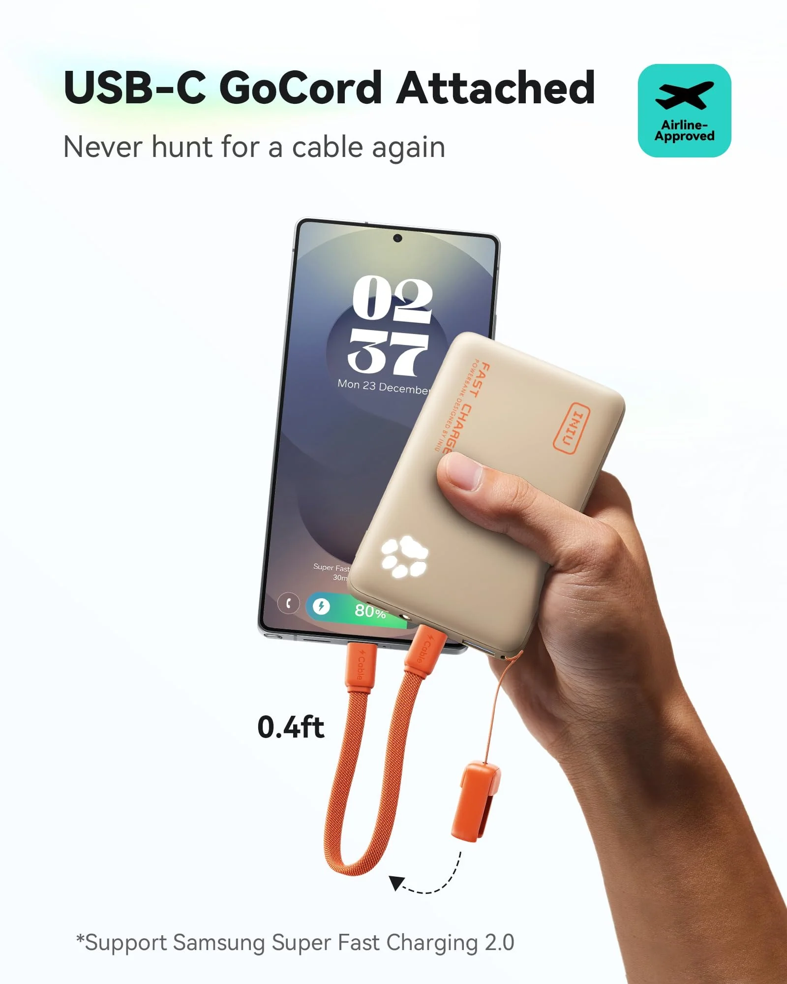 Power Bank INIU 45W 10000 mAh Бежевый — 3