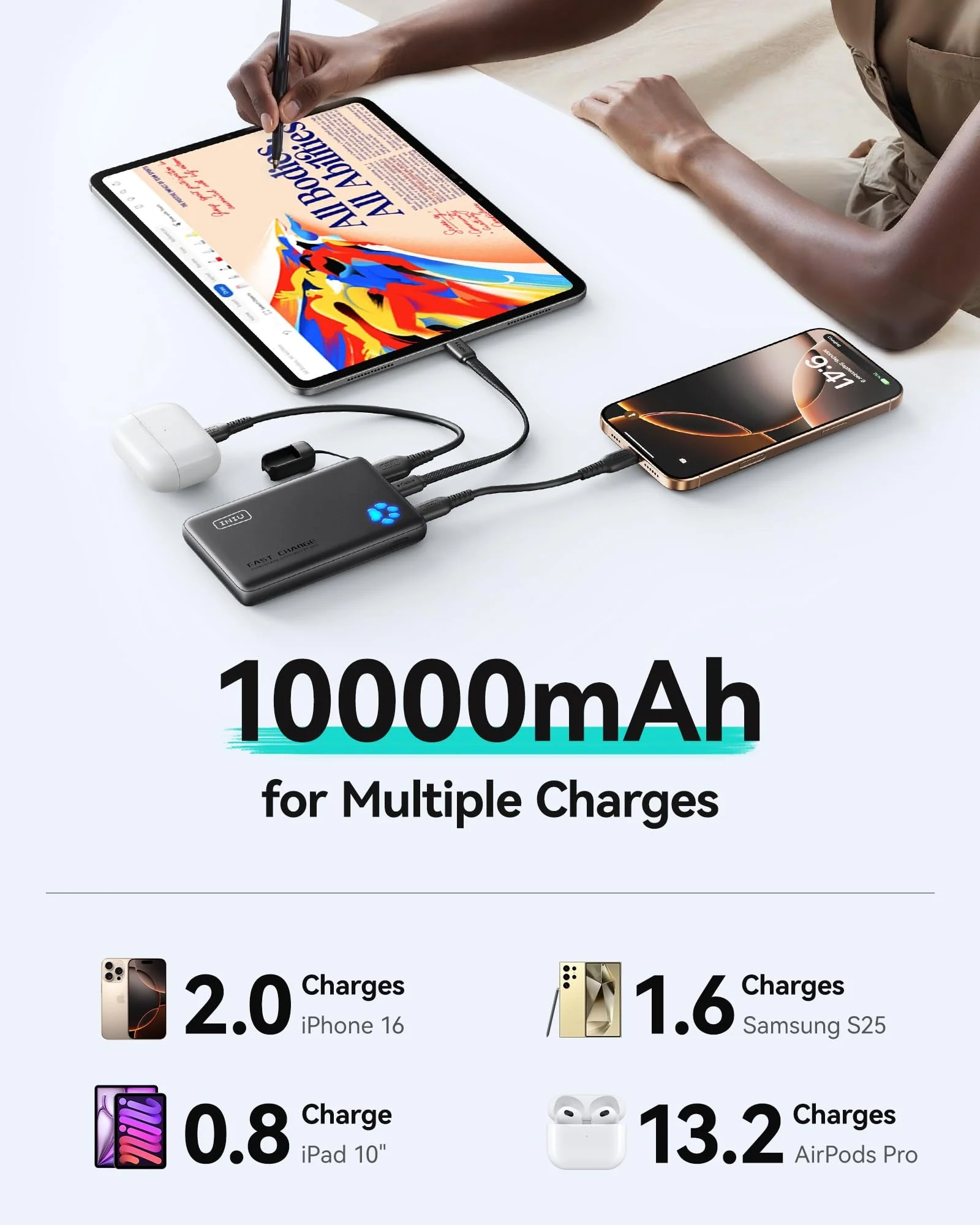 Power Bank INIU 45W 10000 mAh Бежевый — 7