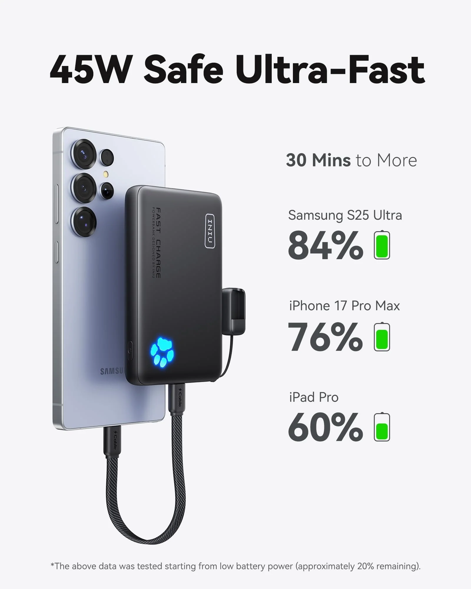 Power Bank INIU 45W 10000 mAh Чёрный — 3