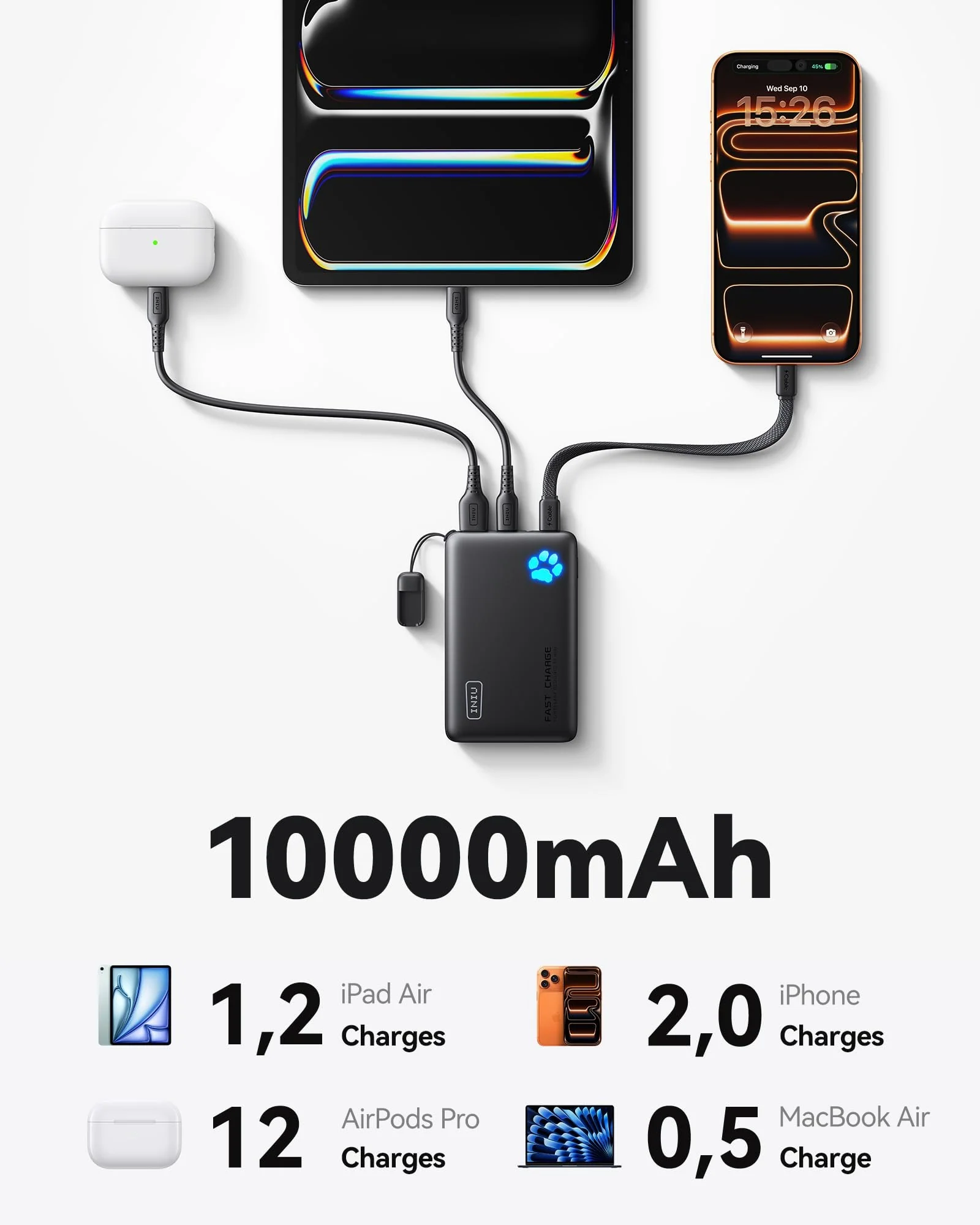Power Bank INIU 45W 10000 mAh Чёрный — 5