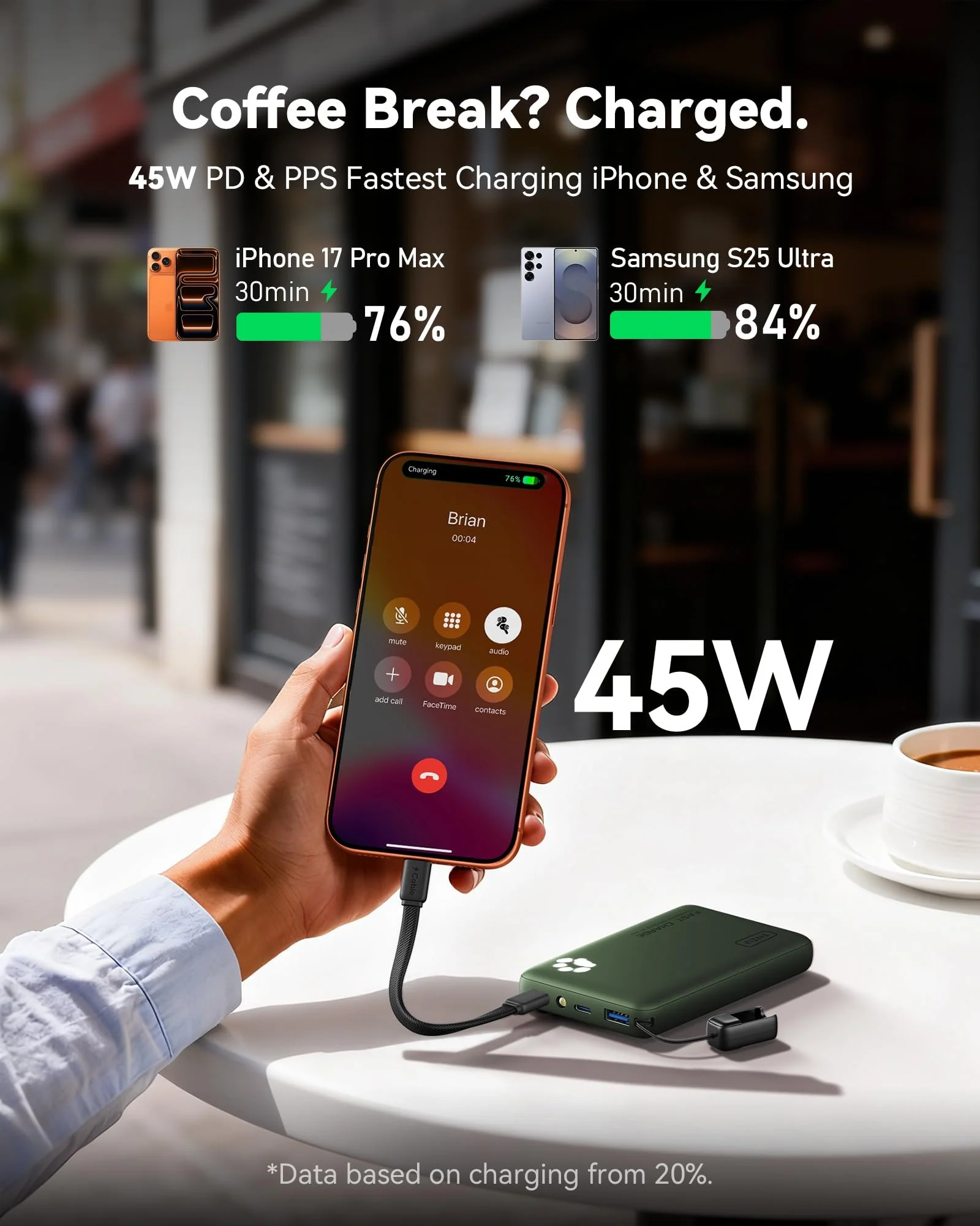 Power Bank INIU 45W 10000 mAh Тёмно-зелёный — 3