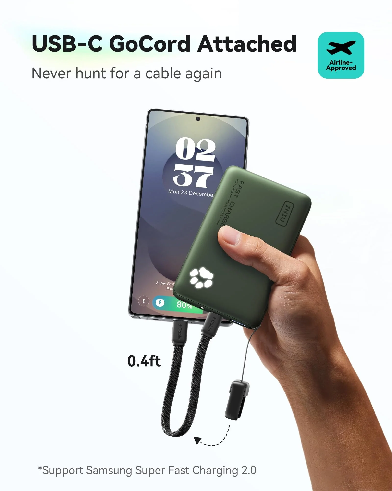 Power Bank INIU 45W 10000 mAh Тёмно-зелёный — 4