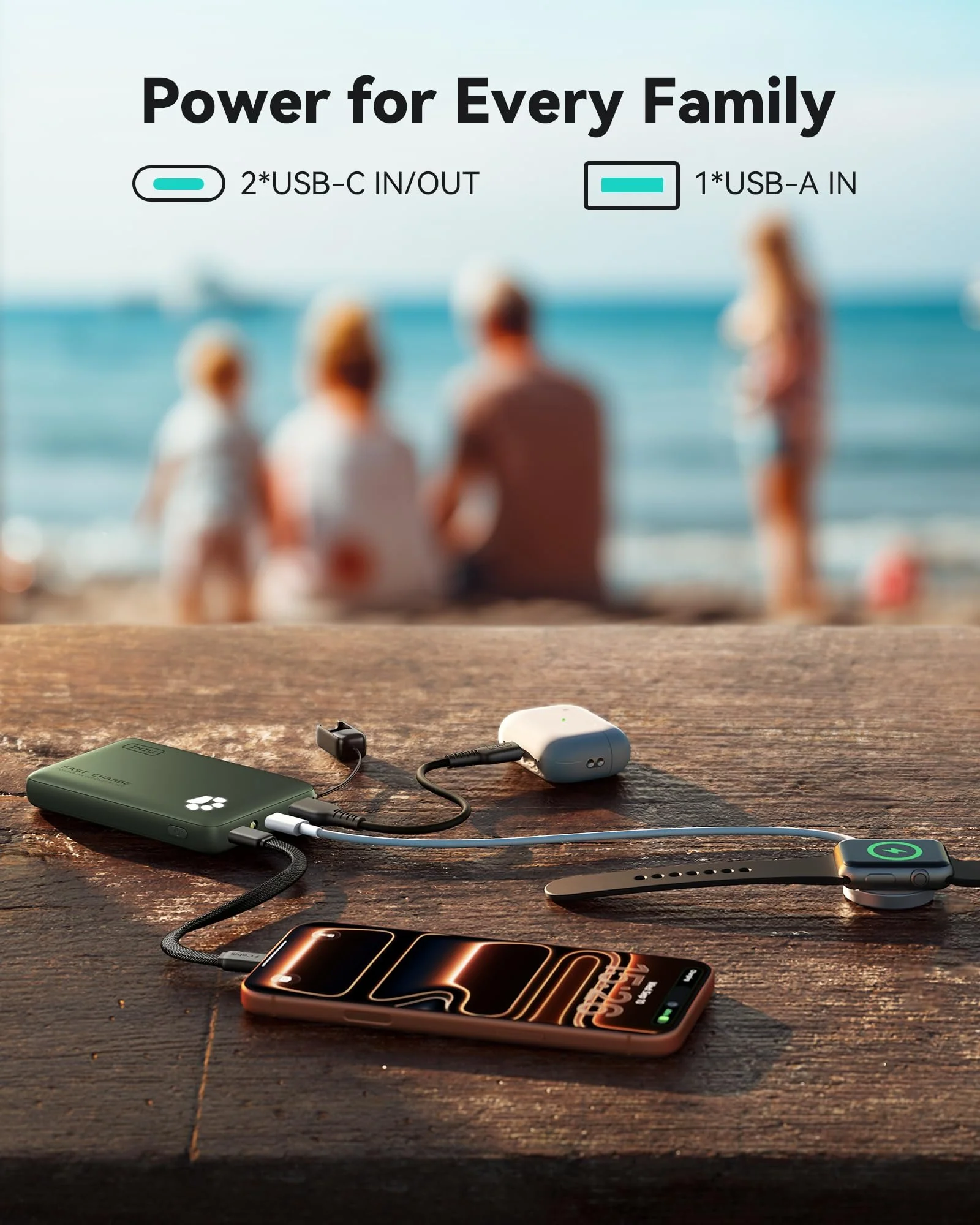 Power Bank INIU 45W 10000 mAh Тёмно-зелёный — 6