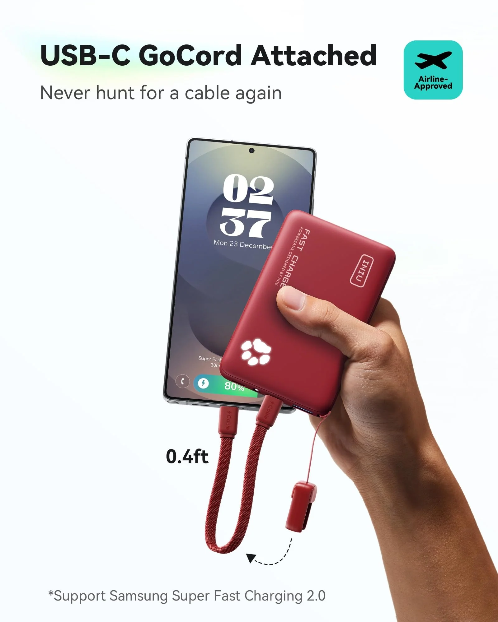 Power Bank INIU 45W 10000 mAh Красный — 4