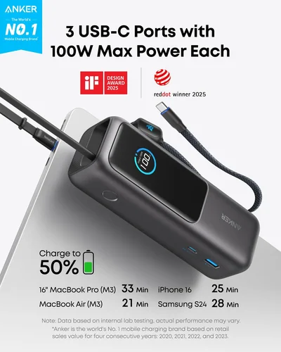 Anker Laptop Power Bank 25000 mAh 100W Чёрный