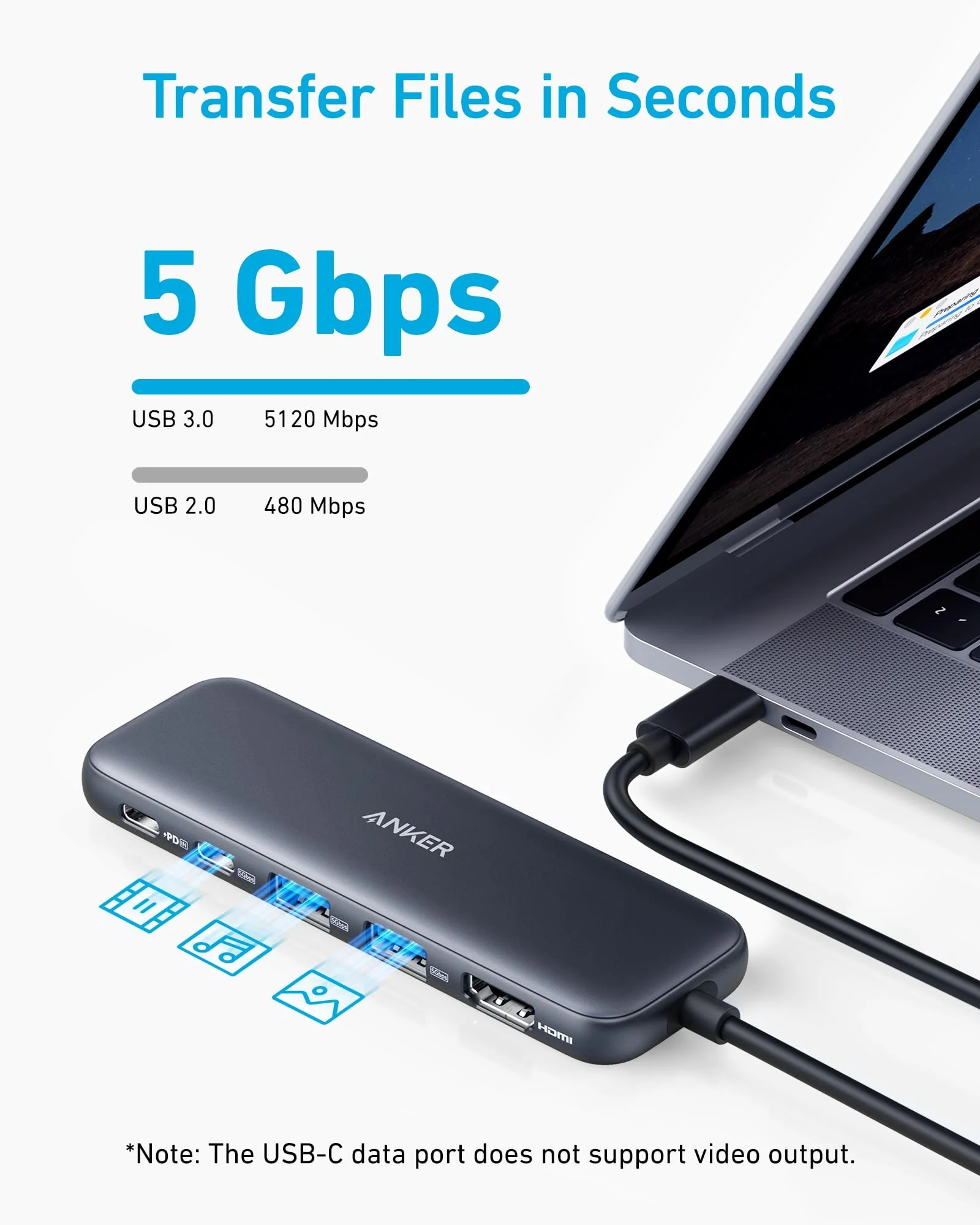 USB-C хаб Anker 5-в-1 4K HDMI Чёрный — 4