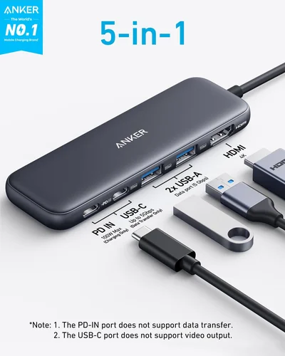 USB-C хаб Anker 5-в-1 4K HDMI Чёрный