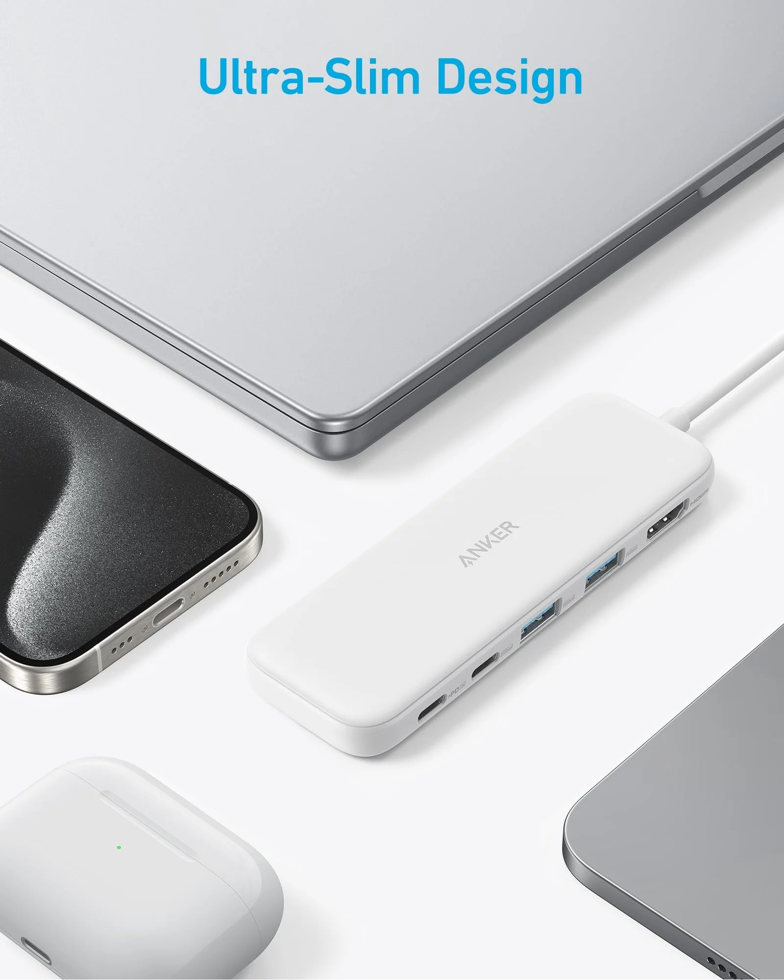 USB-C хаб Anker 5-в-1 4K HDMI Белый — 6