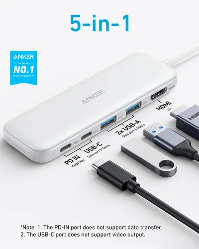 USB-C хаб Anker 5-в-1 4K HDMI Белый
