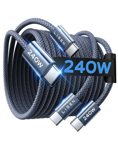 LISEN USB-C кабель 240W 6.6 фт 2-pack быстрая зарядка