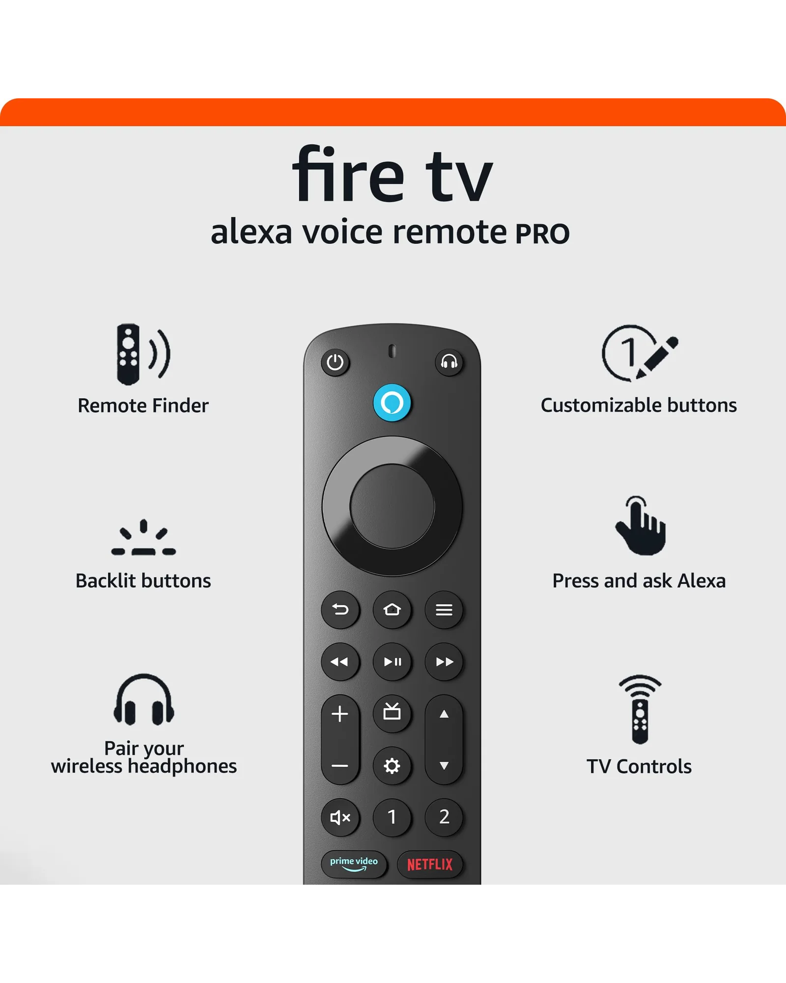 Amazon Fire TV Alexa Voice Remote Pro — пульт управления — черный
