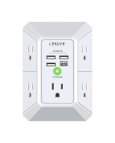 QINLIANF Wall Charger 5 Outlet Extender с 4 USB портами