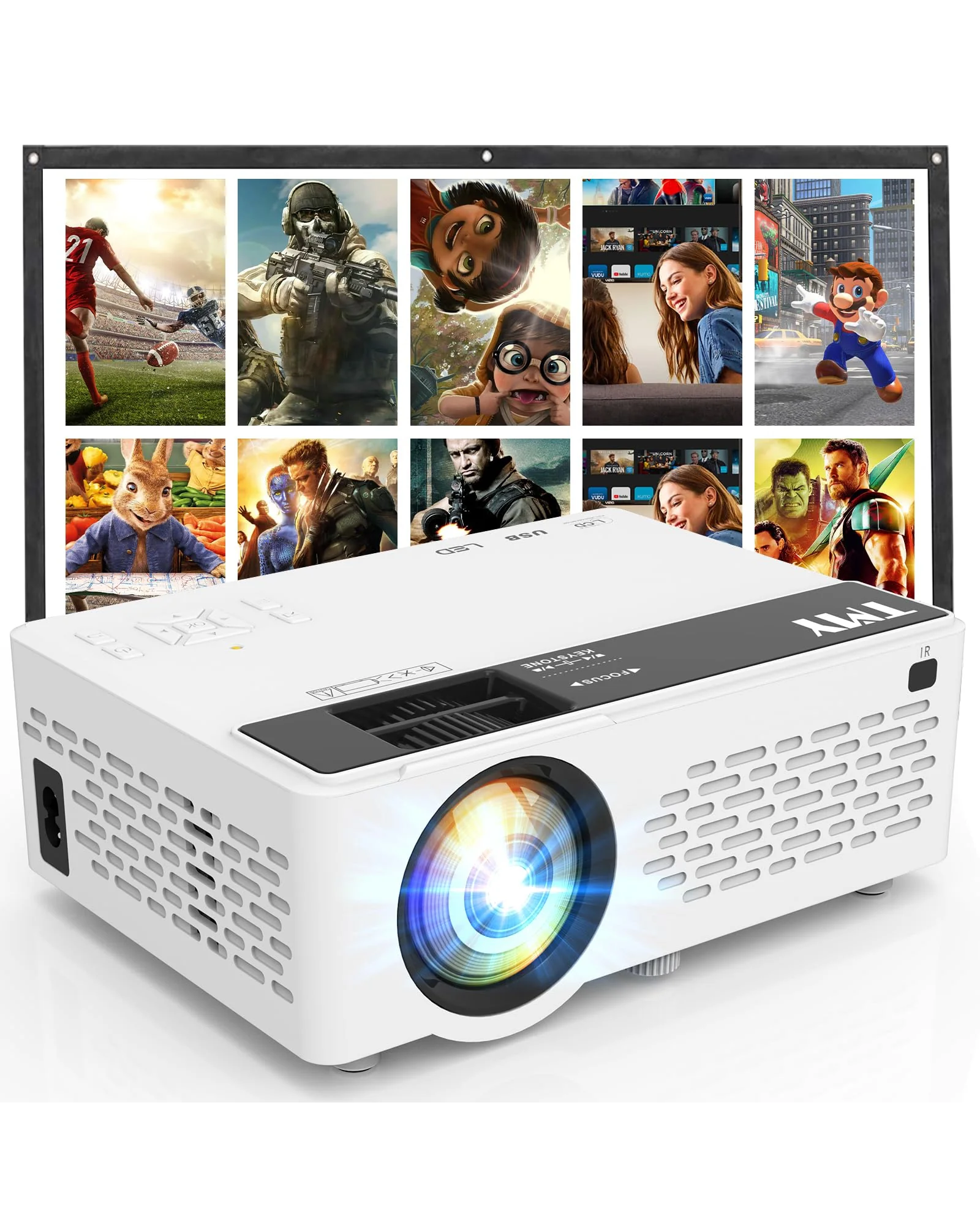 TMY 1080P портативный проектор с экраном — 1