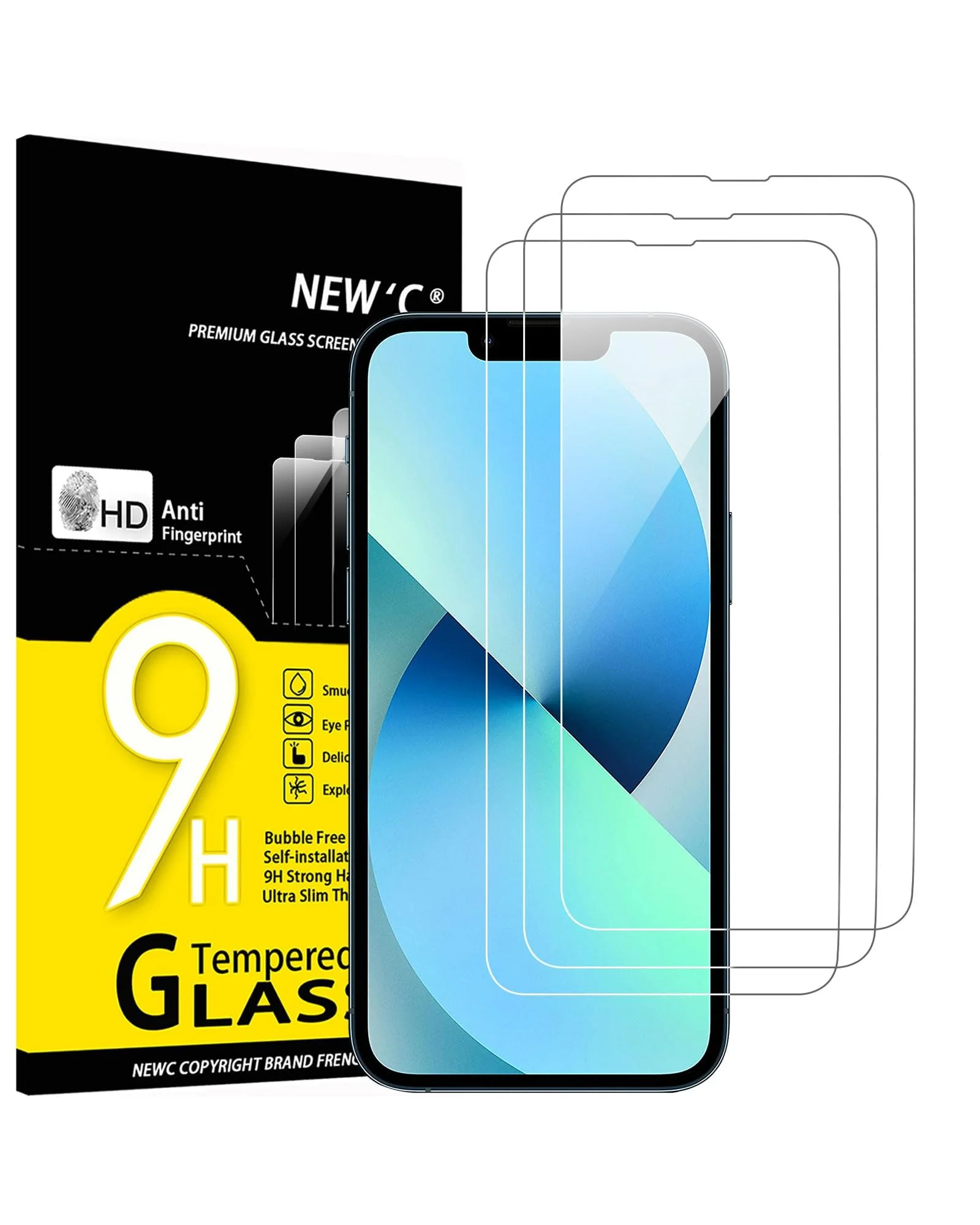 NEW'C Tempered Glass Screen Protector iPhone 16 Pro, 3 шт — 1