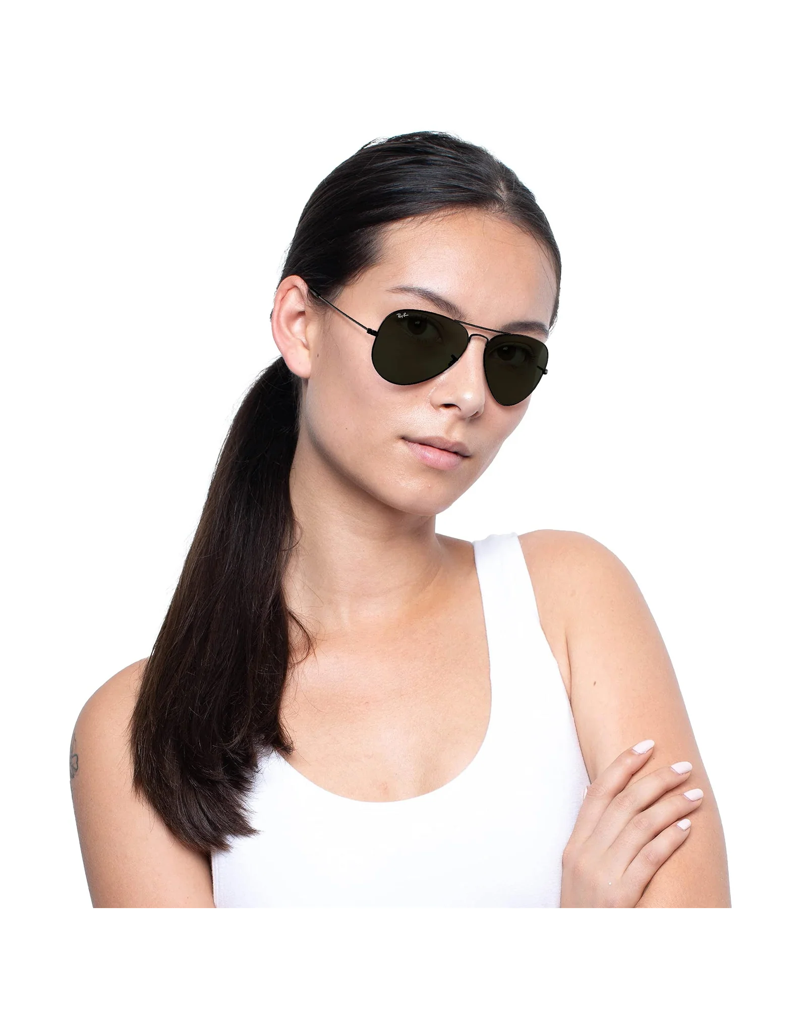 Ray-Ban RB3025 Aviator Чёрная оправа с зелёными линзами G-15 — 6