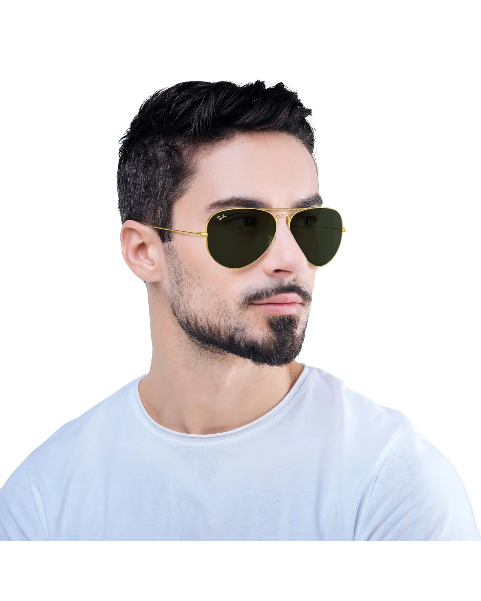 Ray-Ban RB3025 Aviator Золотая оправа с зелёными линзами G-15 — 6