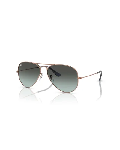 Ray-Ban RB3025 Aviator Розовое золото с синими градиентными линзами