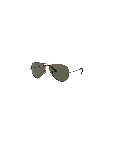 Ray-Ban RB3025 Aviator Прозрачно-песочная красная оправа с зелёными линзами