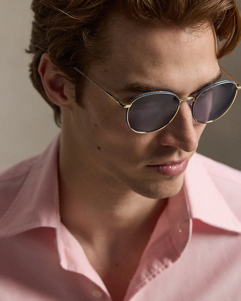 Солнцезащитные очки Ralph Lauren Denim-Effect Round Metal Sunglasses — 4