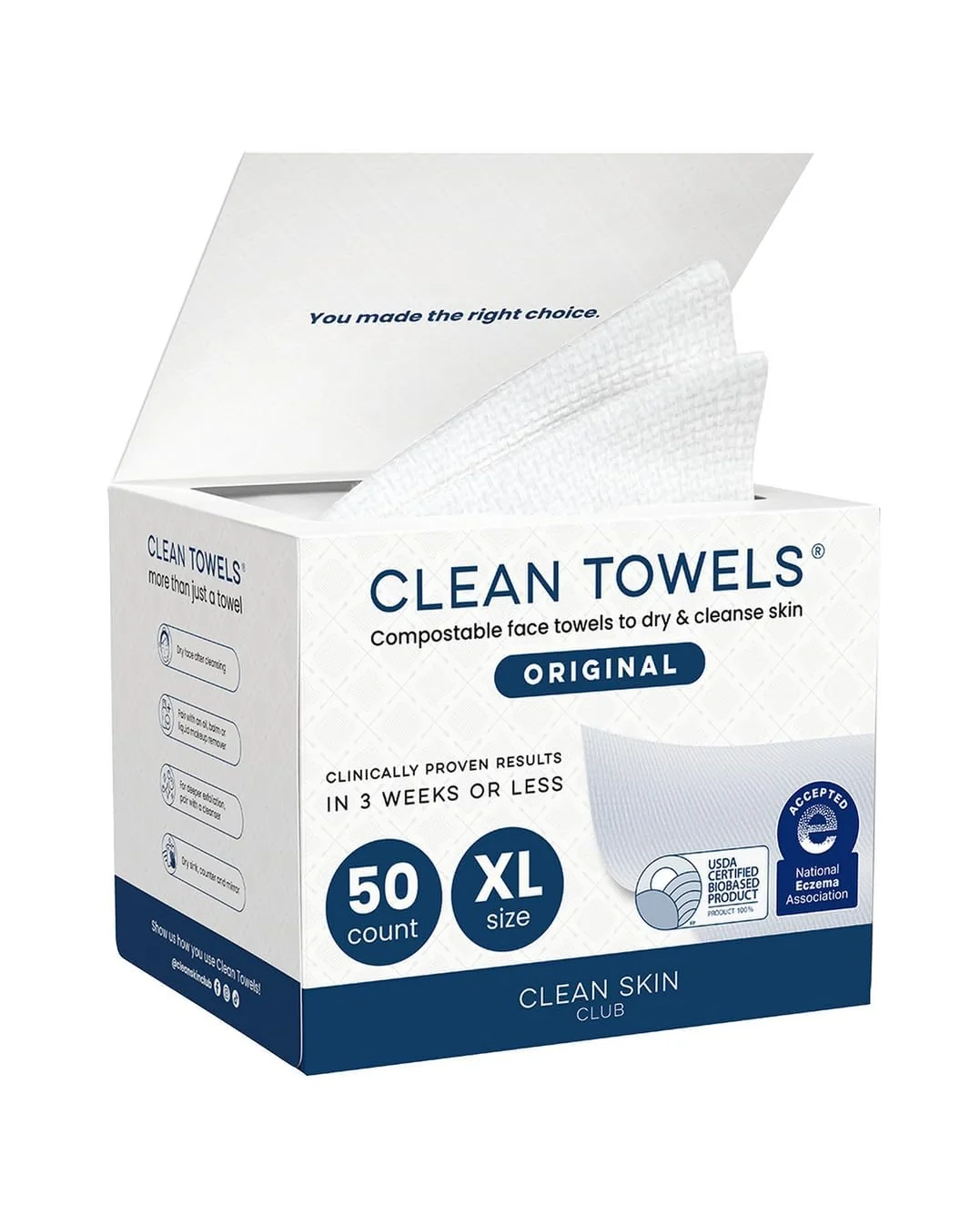 Clean Skin Club Clean Towels XL салфетки 50шт — белый