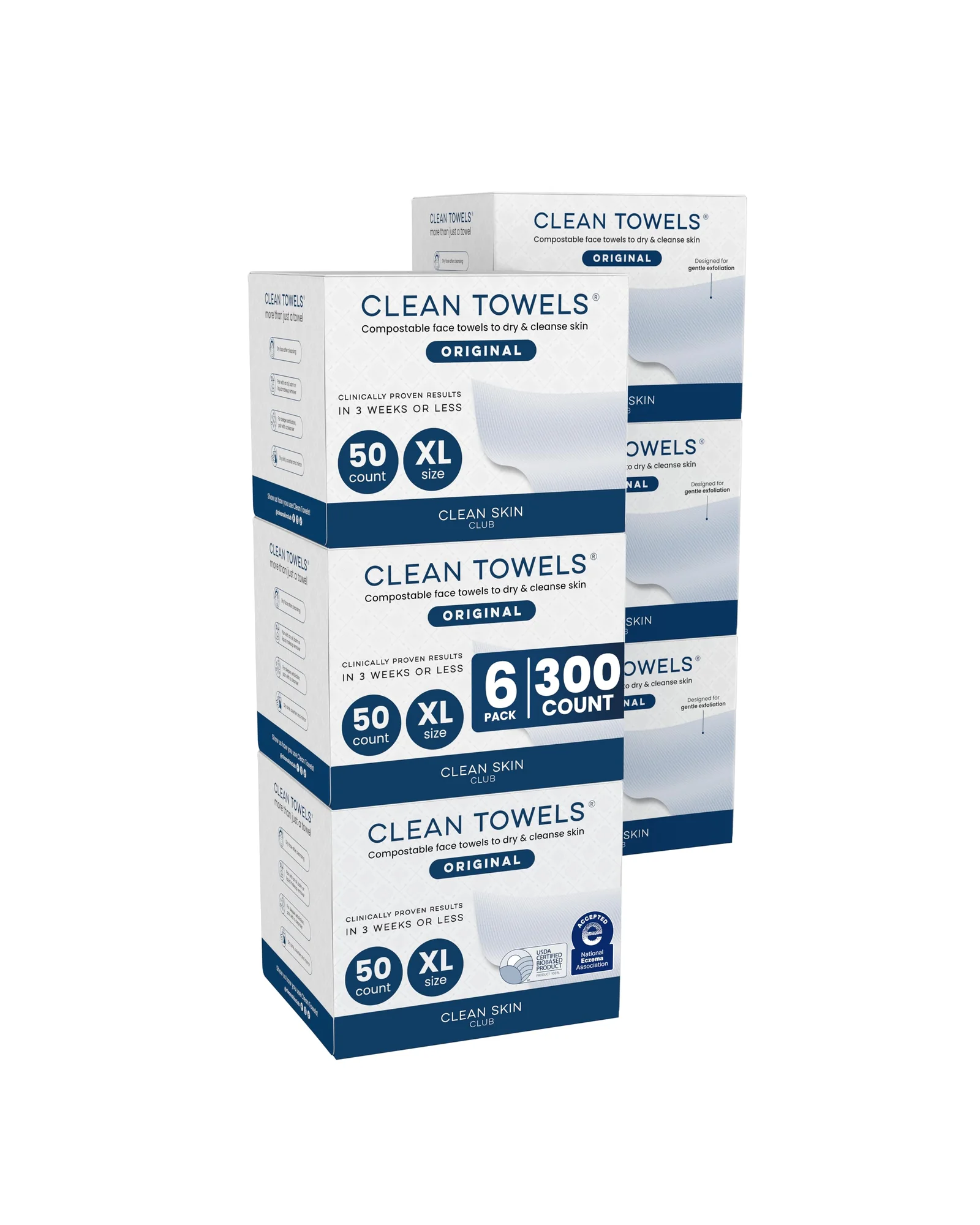 Clean Skin Club Clean Towels XL — одноразовые тканевые салфетки — белый