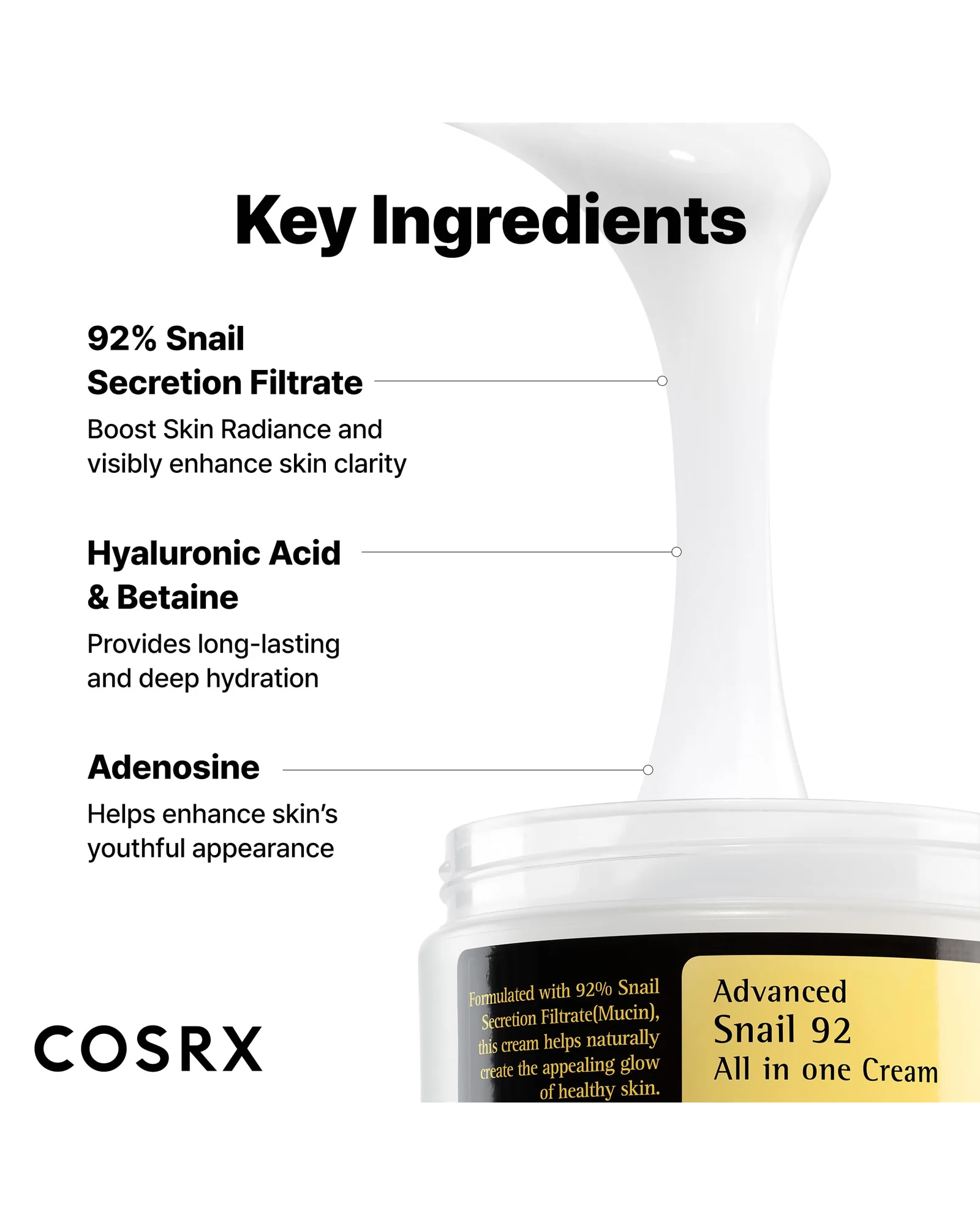COSRX Snail Mucin 92% крем для лица 3.52 oz — 4