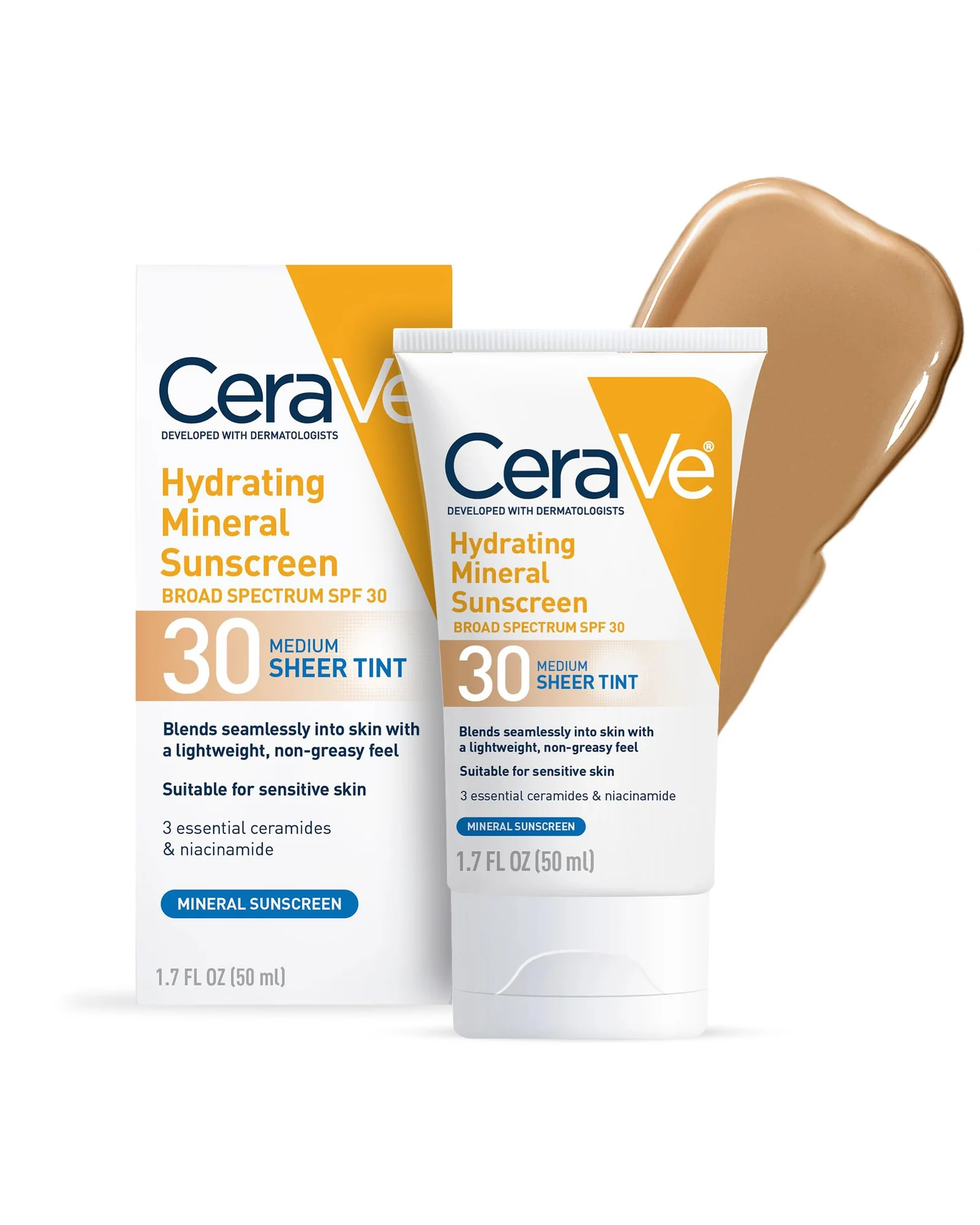CeraVe Hydrating Mineral Sunscreen SPF 30 Medium — бежевый