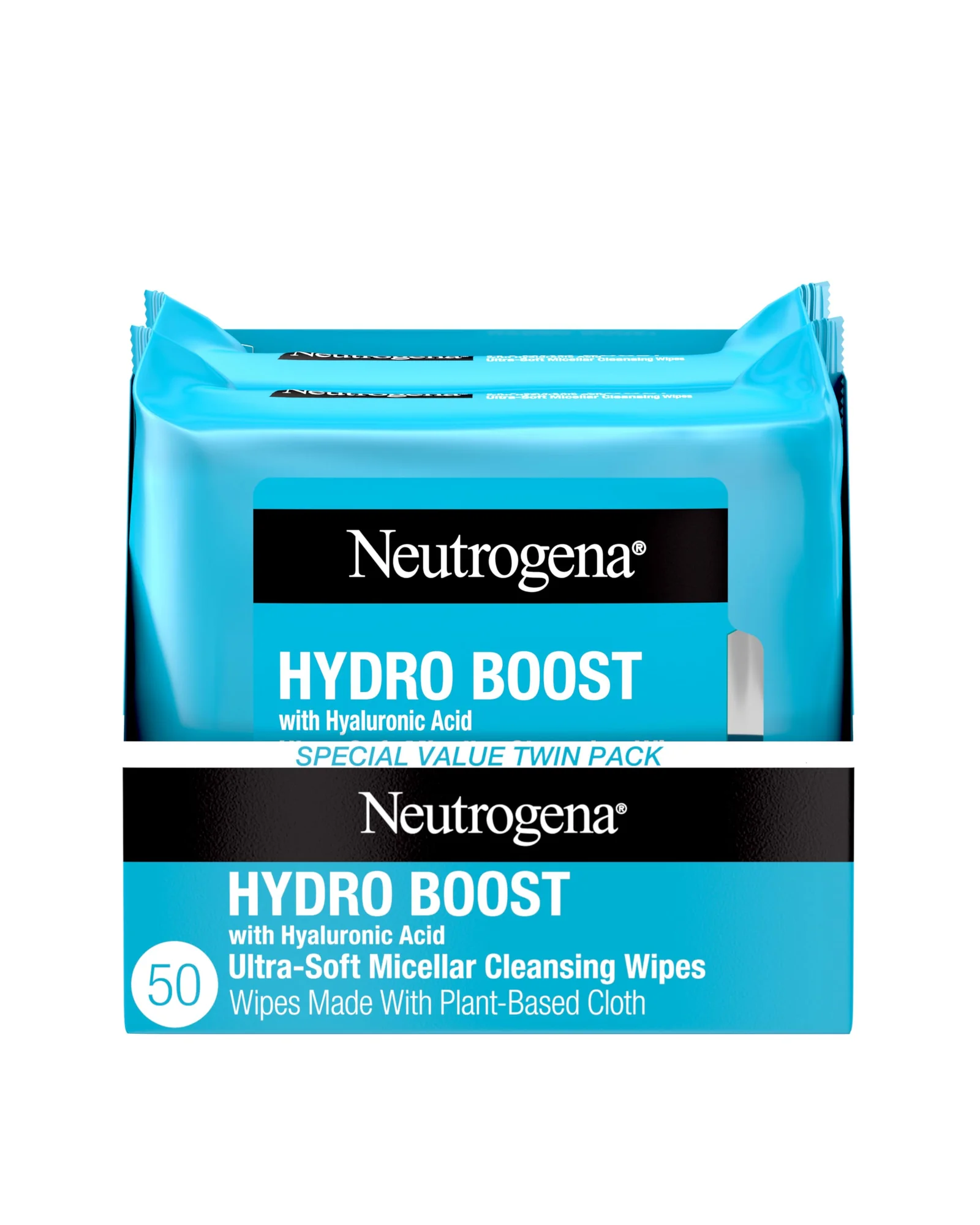 Neutrogena Hydro Boost салфетки очищающие с гиалуроновой кислотой — голубой