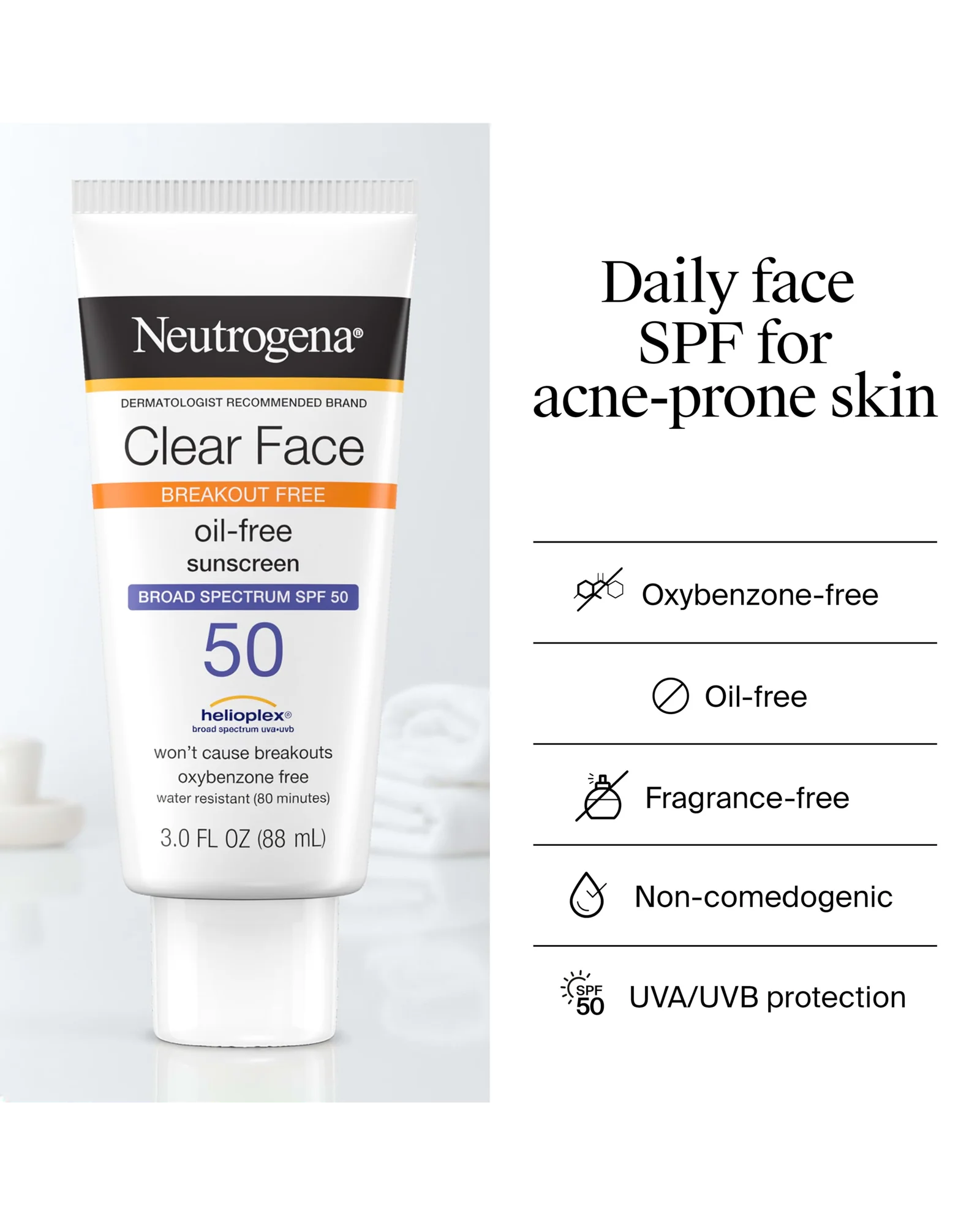 Neutrogena Clear Face Sunscreen SPF 50 — 5