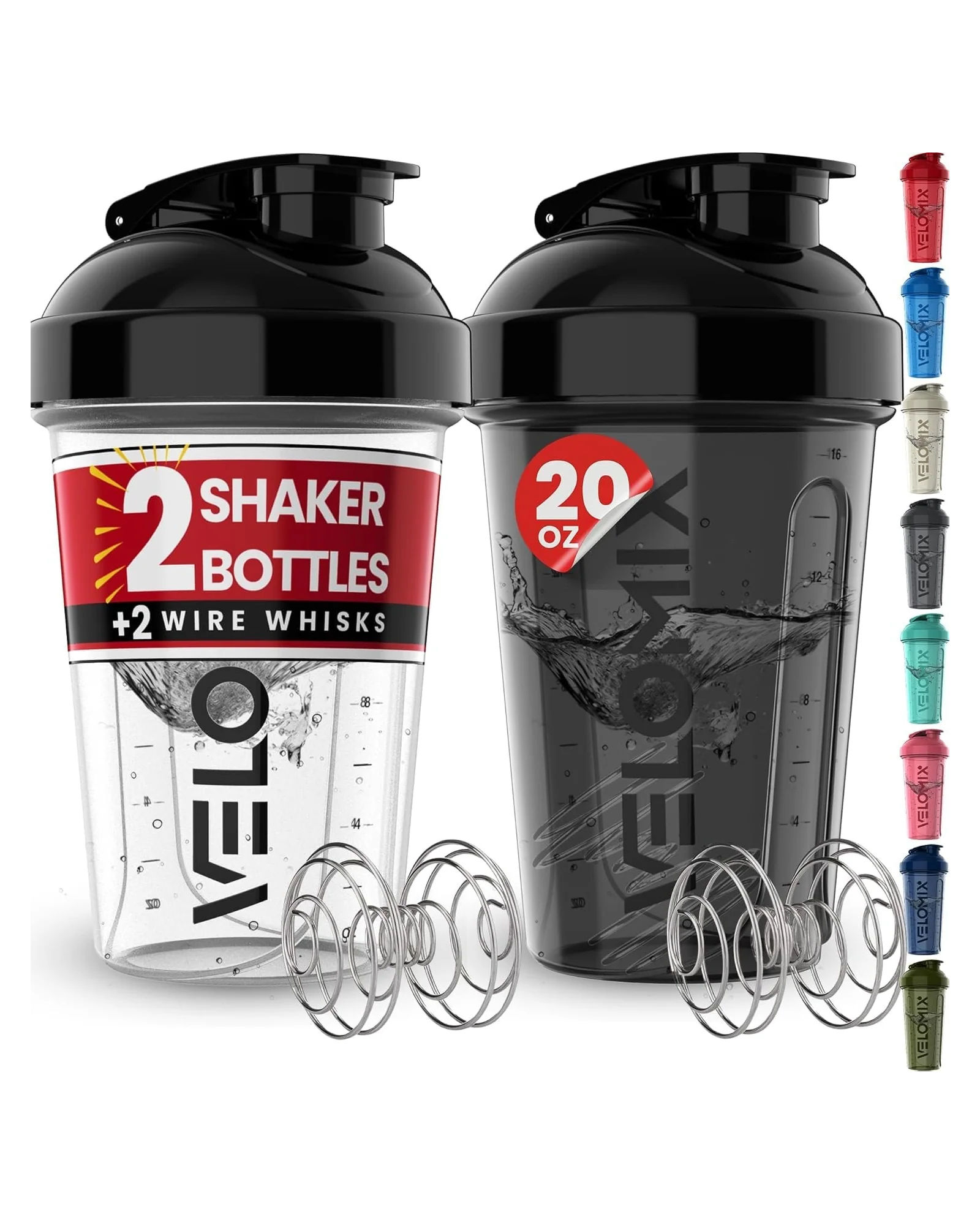 Шейкер VELOMIX 20 oz Чёрный с прозрачным — 1