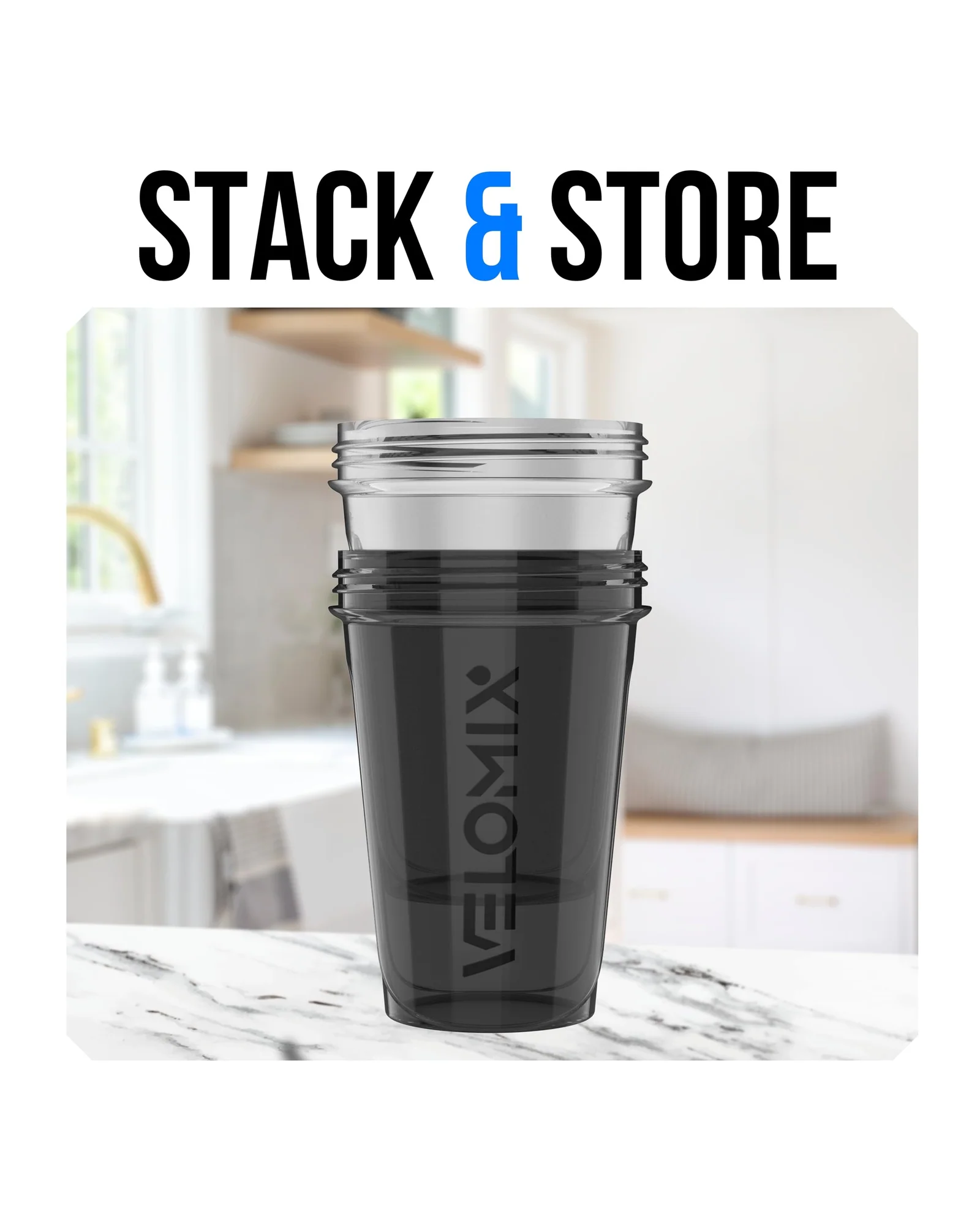 Шейкер VELOMIX 20 oz Чёрный с прозрачным — 6