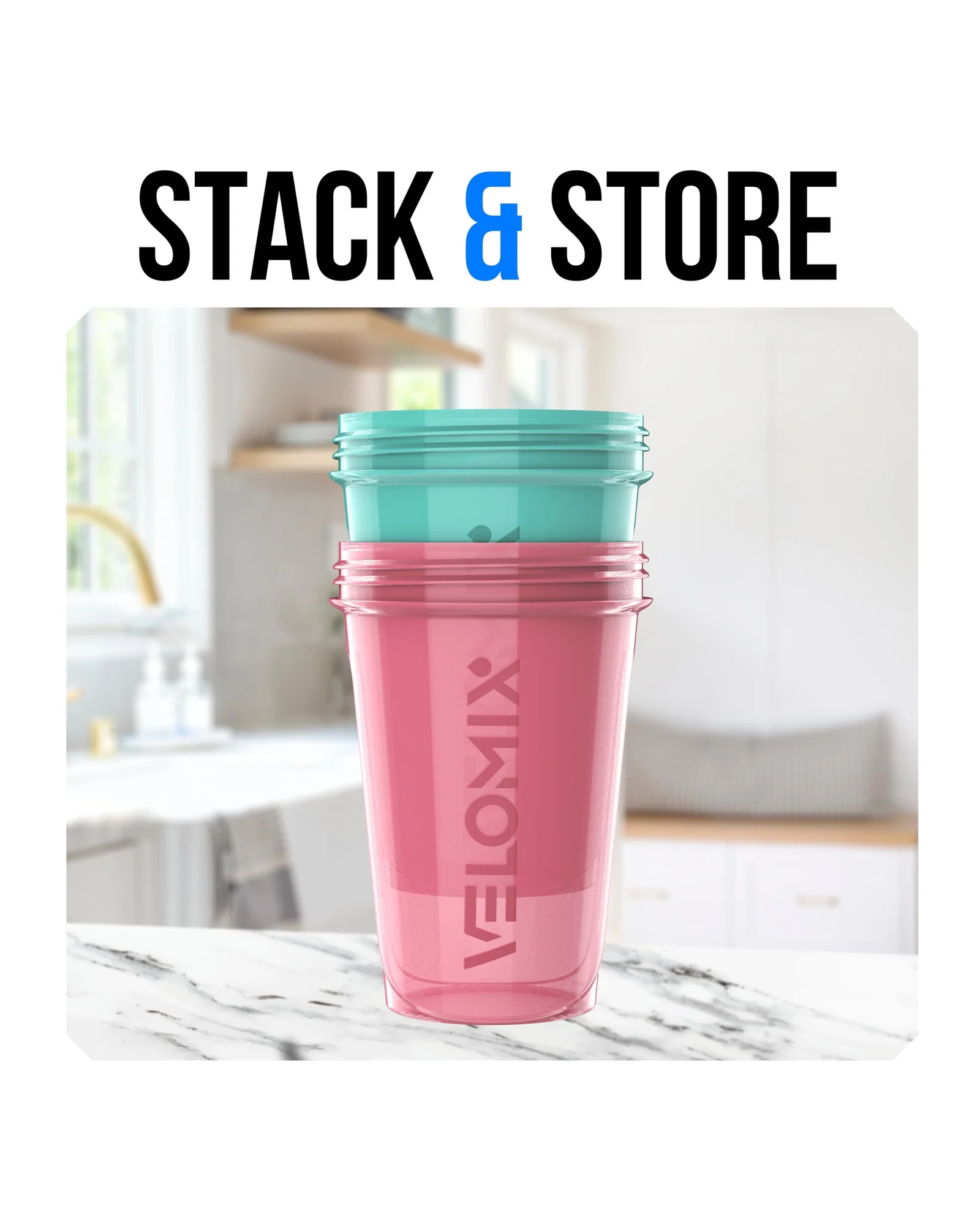 Шейкер VELOMIX 20 oz Розовый с бирюзовым — 6