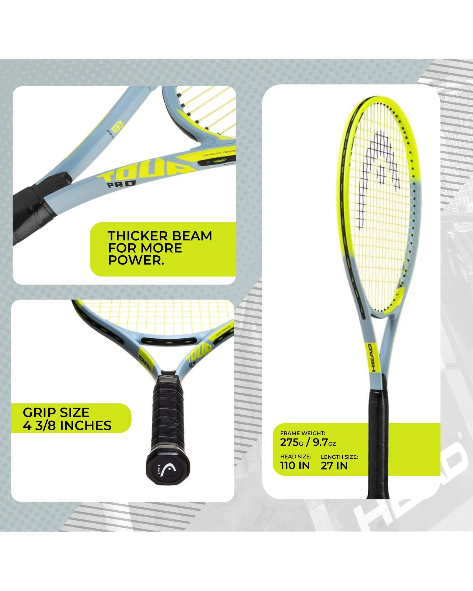 HEAD Tour Pro теннисная ракетка 110 кв.дюйм — 4
