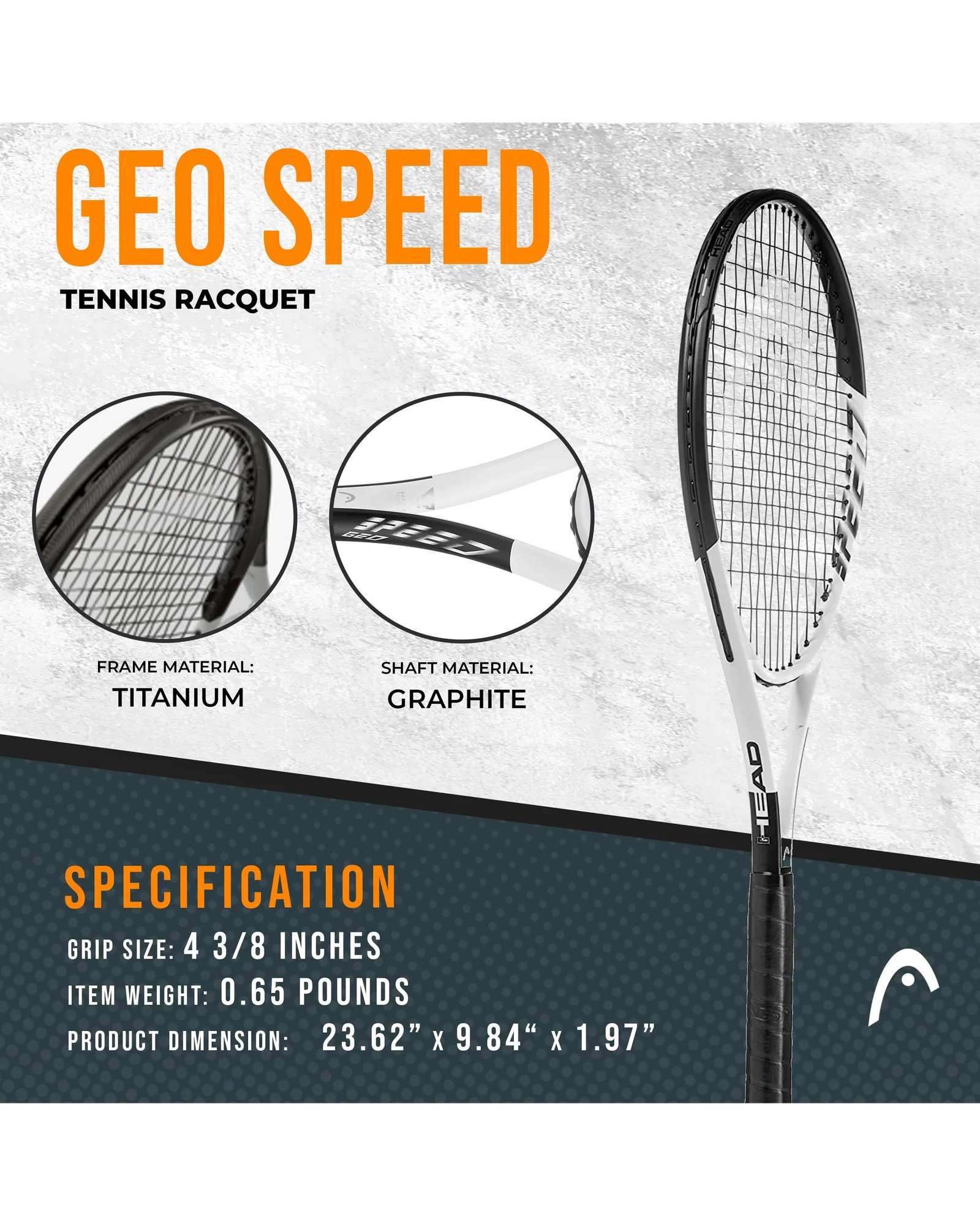 HEAD Geo Speed ракетка для тенниса, взрослая, 27.5 дюйма — 2