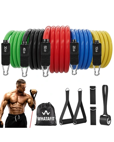 WHATAFIT Resistance Bands, Exercise Bands, Workout Bands with Handles, Door Anchor and Ankle Straps,