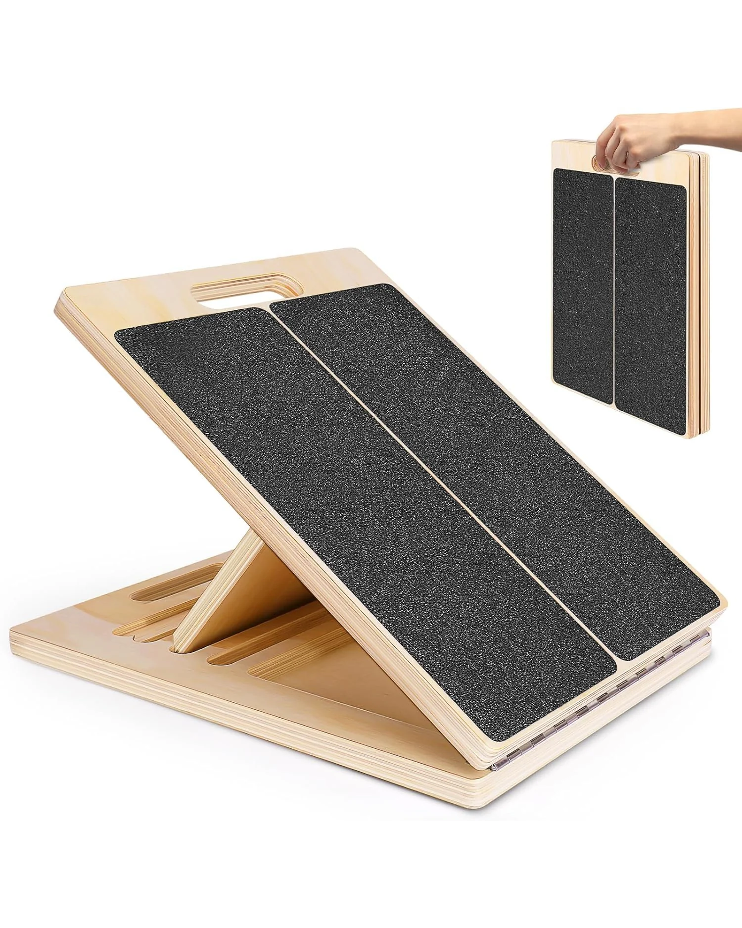 Деревянная доска для растяжки икроножных мышц регулируемая Portable Slant Board — 1