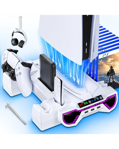 PS5/Slim/Pro Подставка охлаждения со зарядкой контроллеров