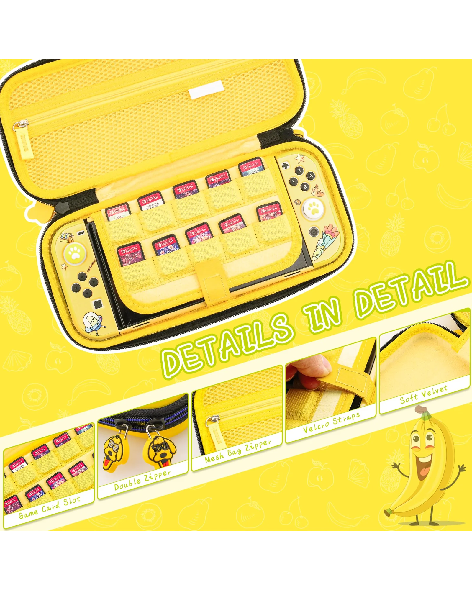 FUNDIARY чехол жёлтый для Nintendo Switch OLED с аксессуарами — 4