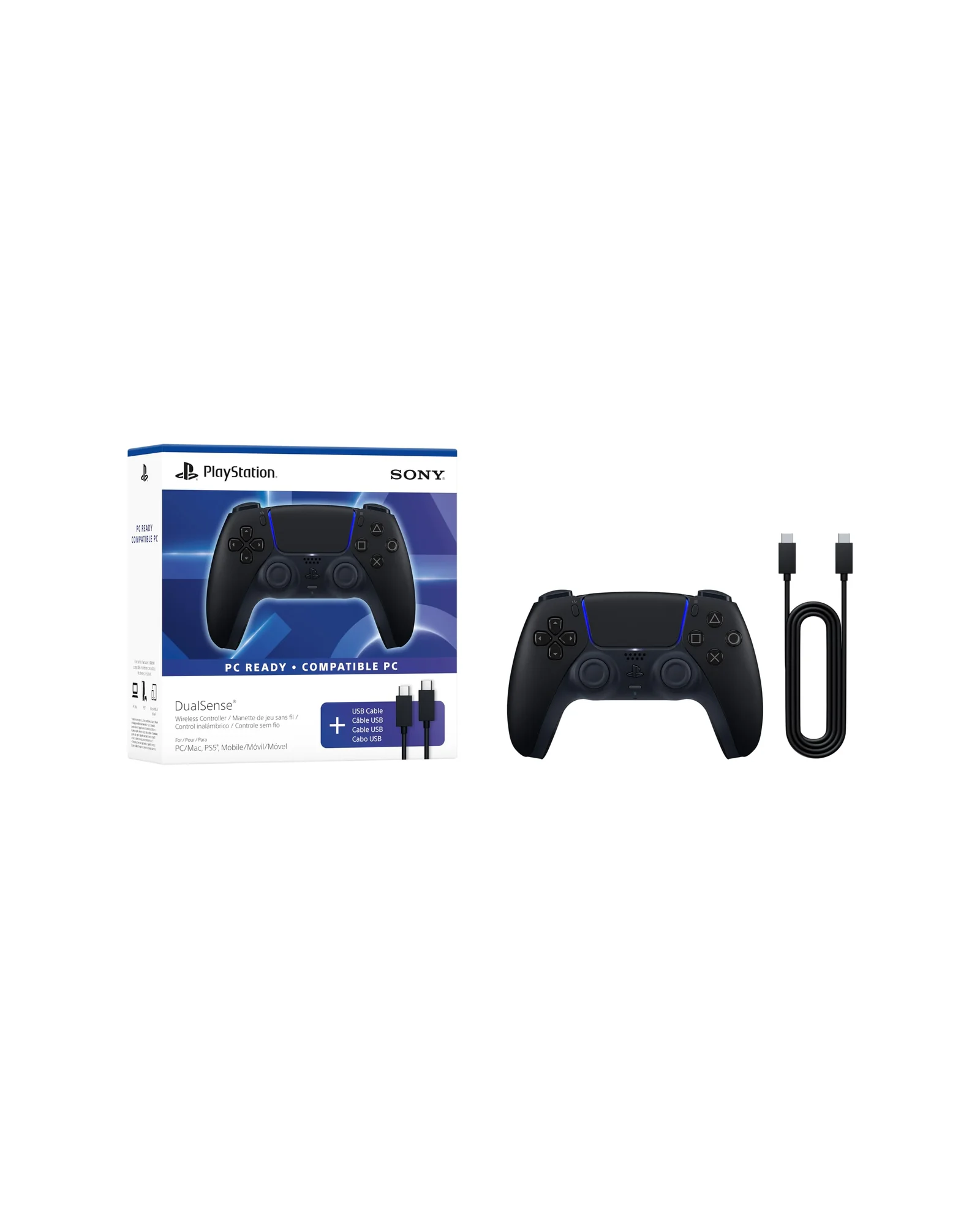 PlayStation DualSense контроллер черный + USB-C кабель — черный
