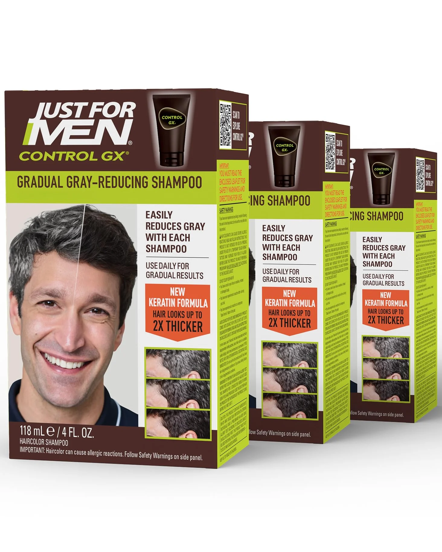 Just for Men Control GX Шампунь Нейтрализующий Седину — коричневый